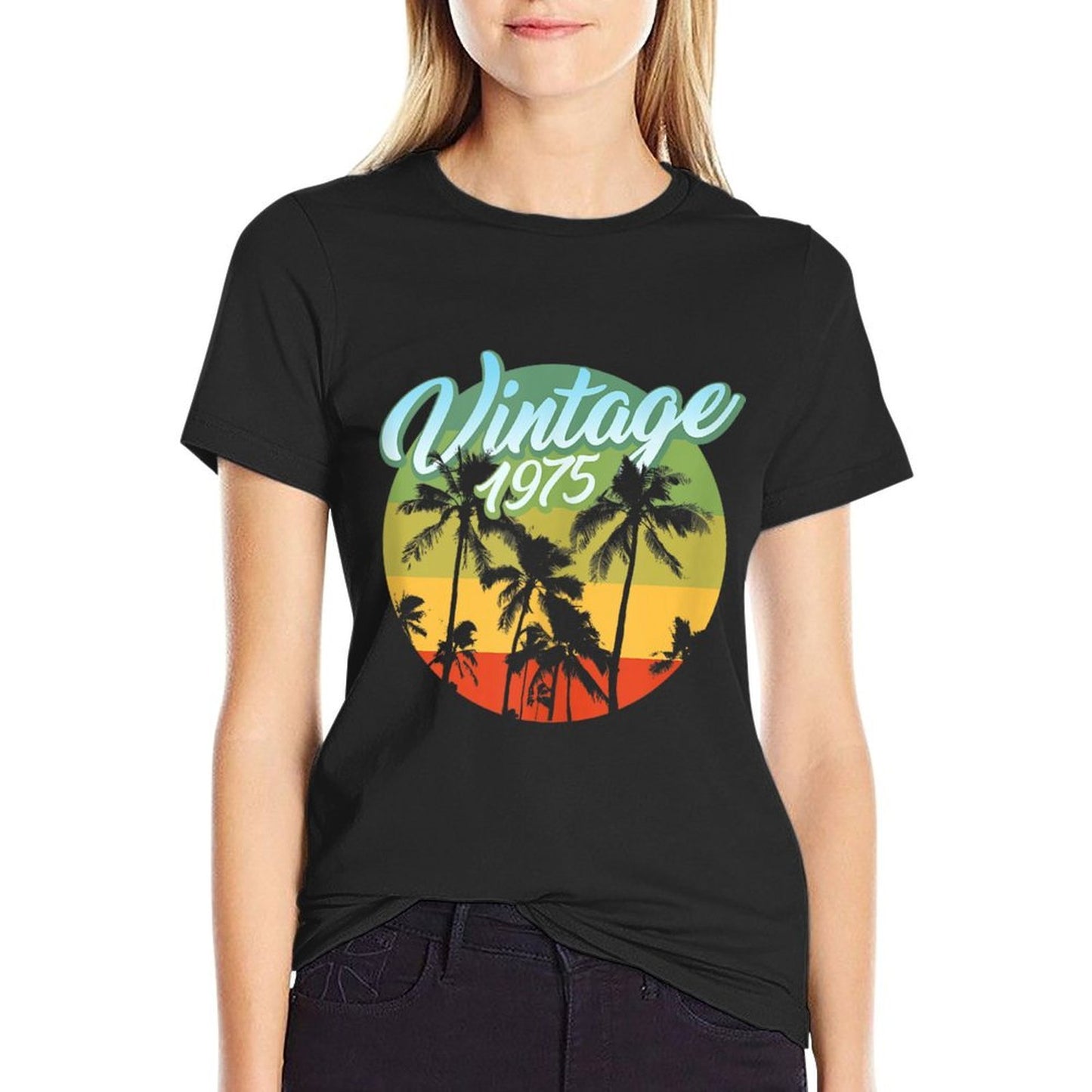 Aloha Born In 1975 Vintage Tropical Paradise 50th Birthday Heathered Texture T-Shirt