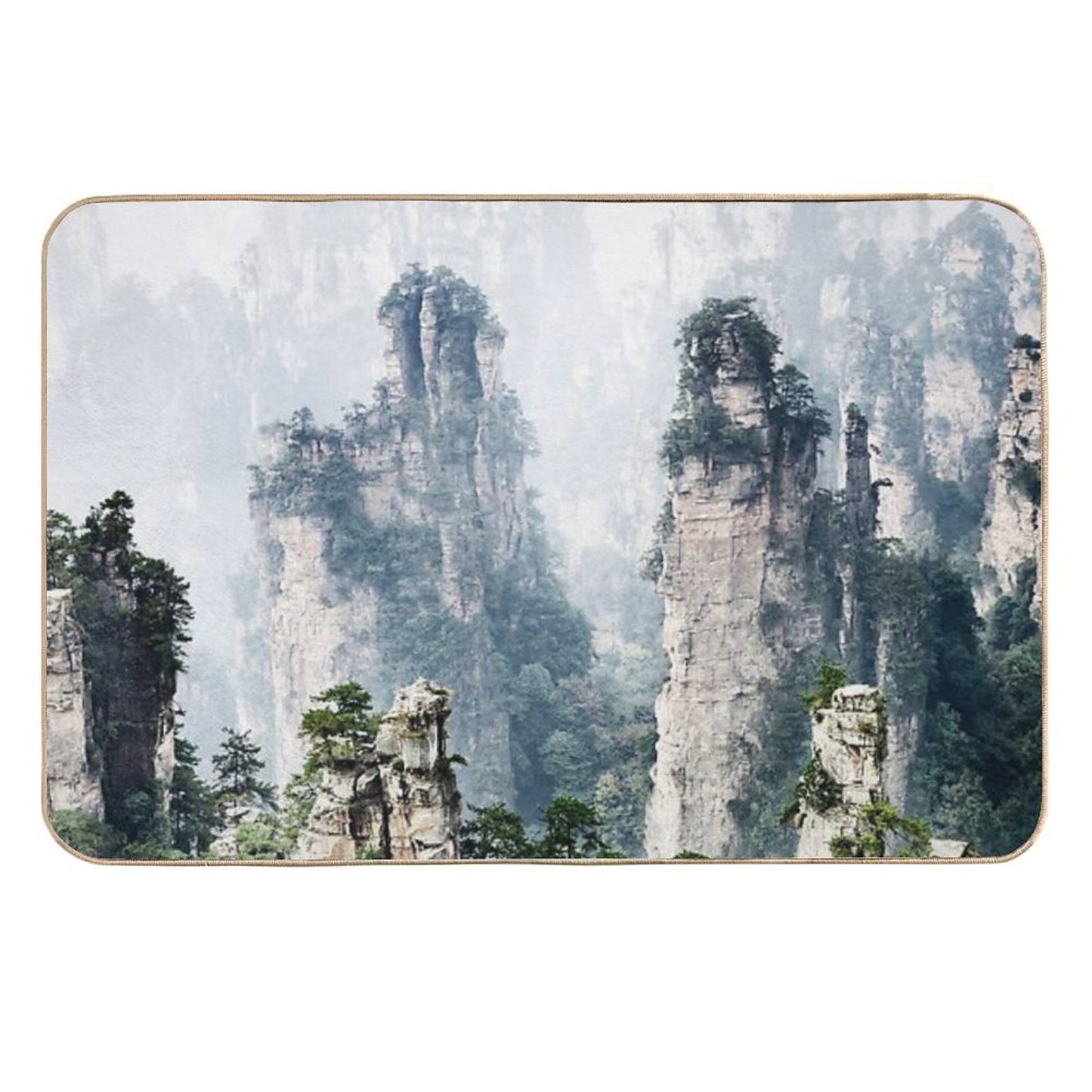 Floating Mountains Zhangjiajie National Forest Park Art Photo Print Slip-Resistant Bath Mat