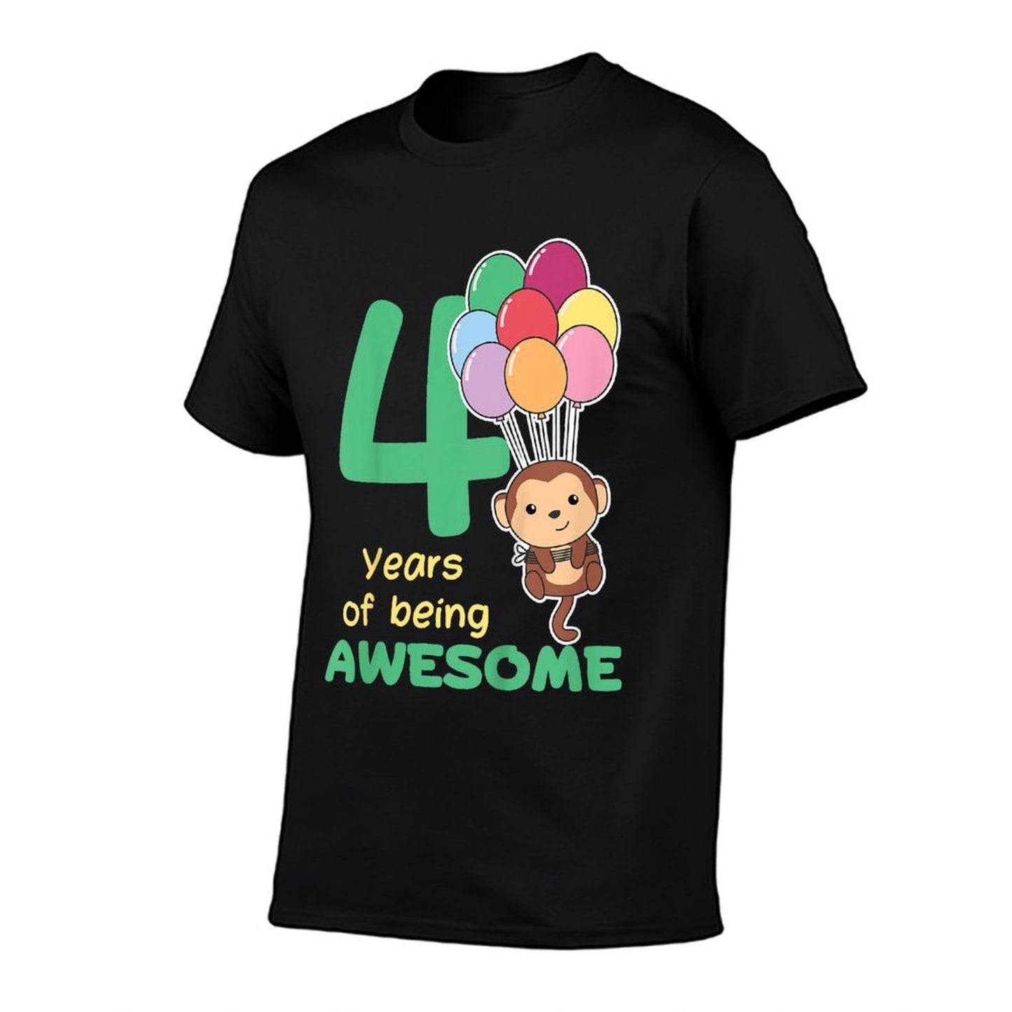 Kids Monkey 4th Birthday For Kids Four Year Old Monkey  Durable T-Shirt