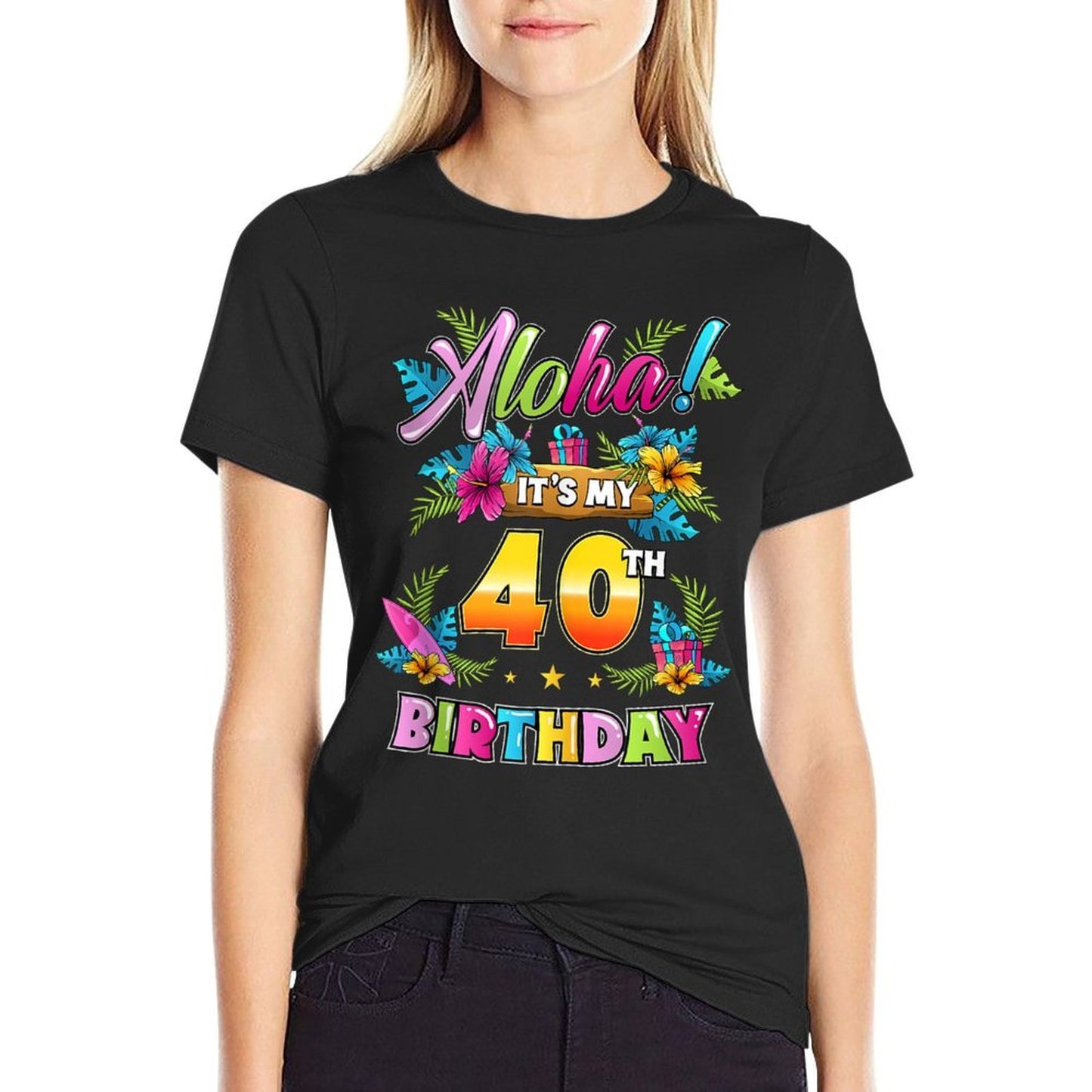 Aloha It's My 40th Birthday Hawaii Floral Hawaiian Theme Vintage-inspired T-Shirt