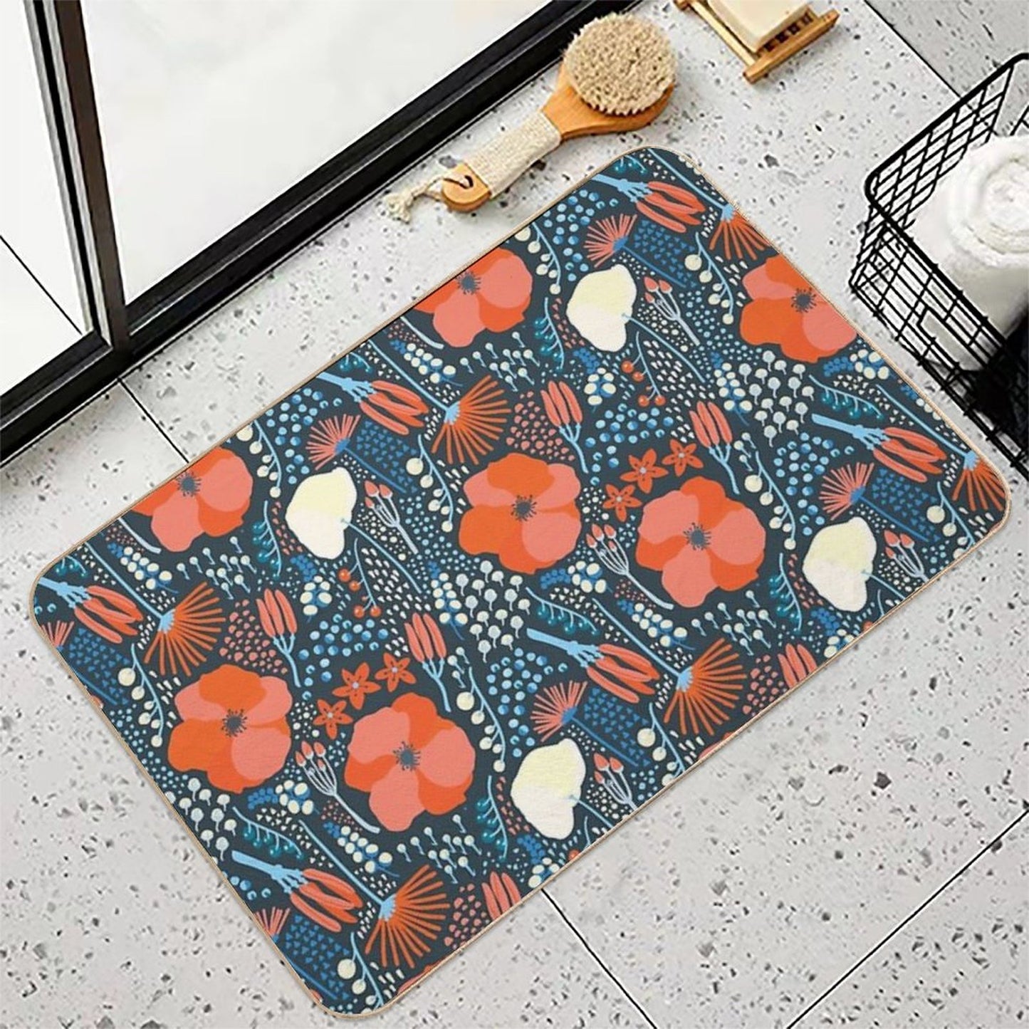 Summer Field Colorful Pattern Anti-Trip Bath Mat