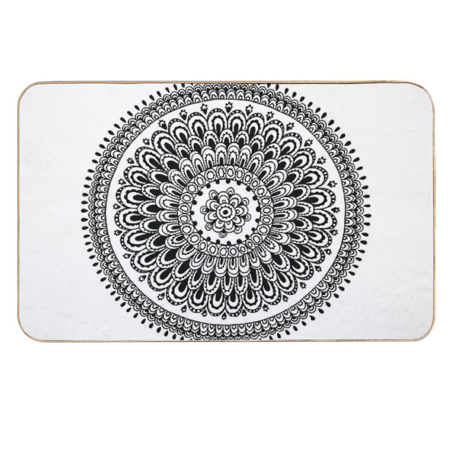 Mandala Black And White by Hayley Lauren Design Stain-Proof Bath Mat