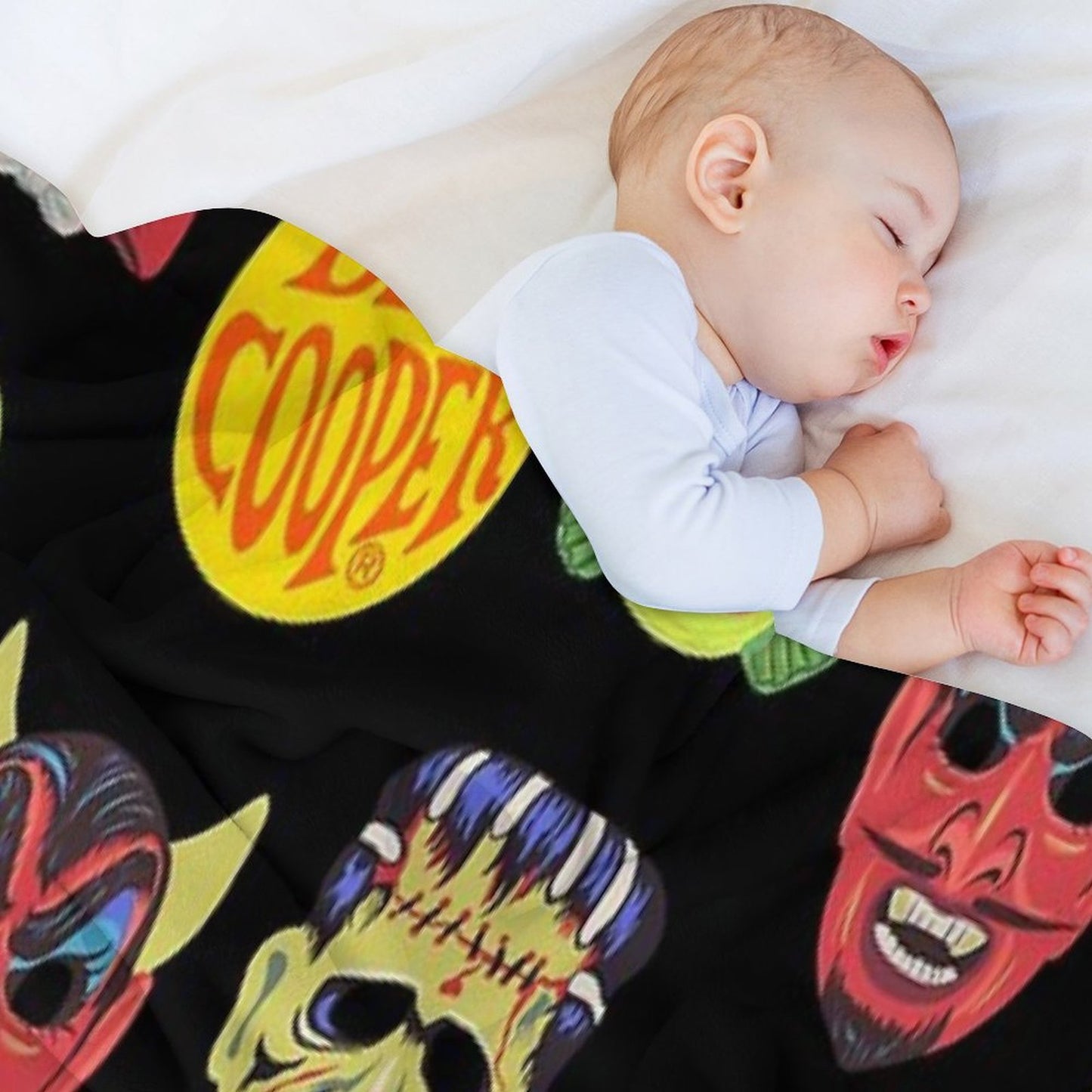 Vintage Halloween Masks Eco-conscious Throw Blanket