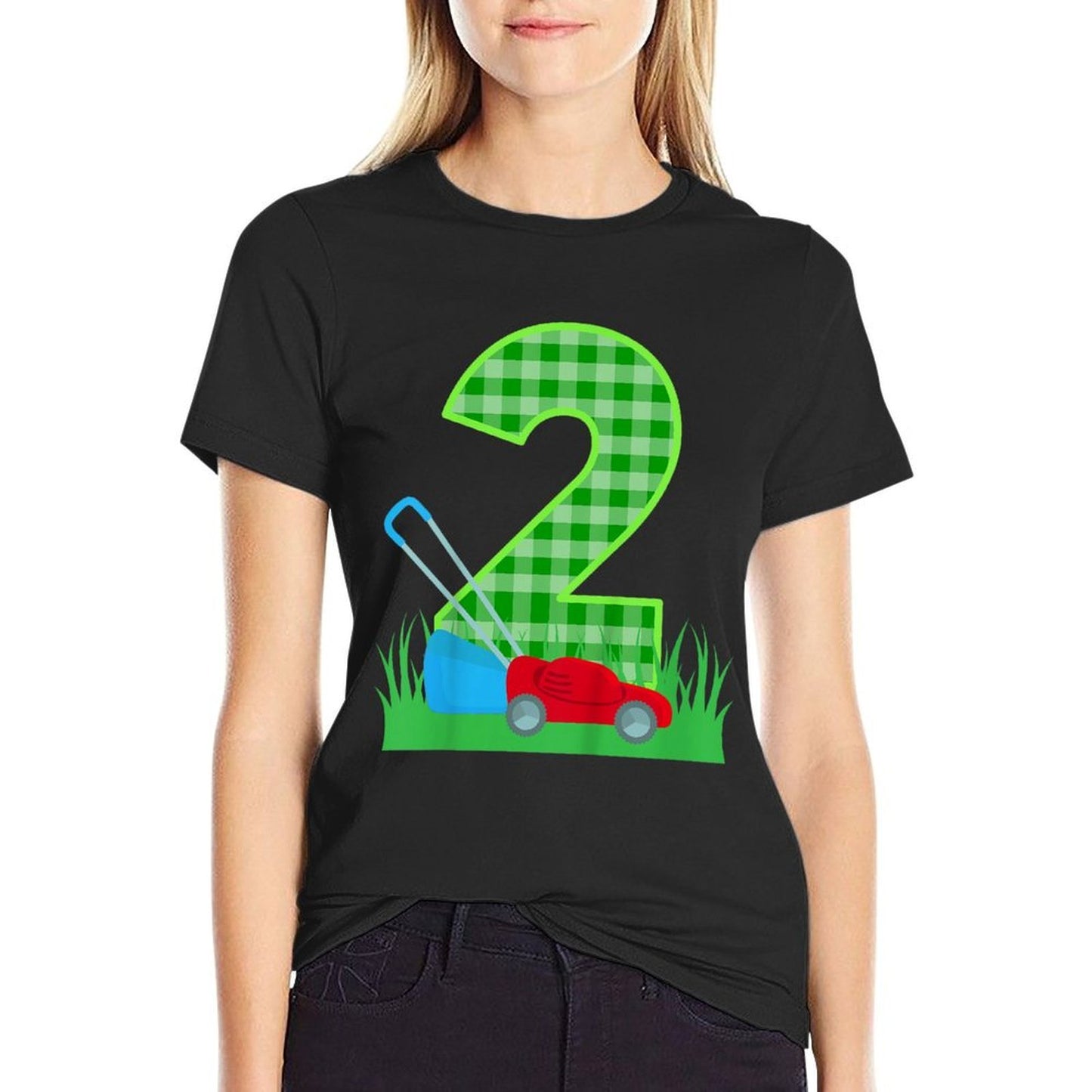 Kids 2nd Lawn Mower Birthday Two Year Old Boy Lawn Mowing Bday Wrinkle-resistant T-Shirt