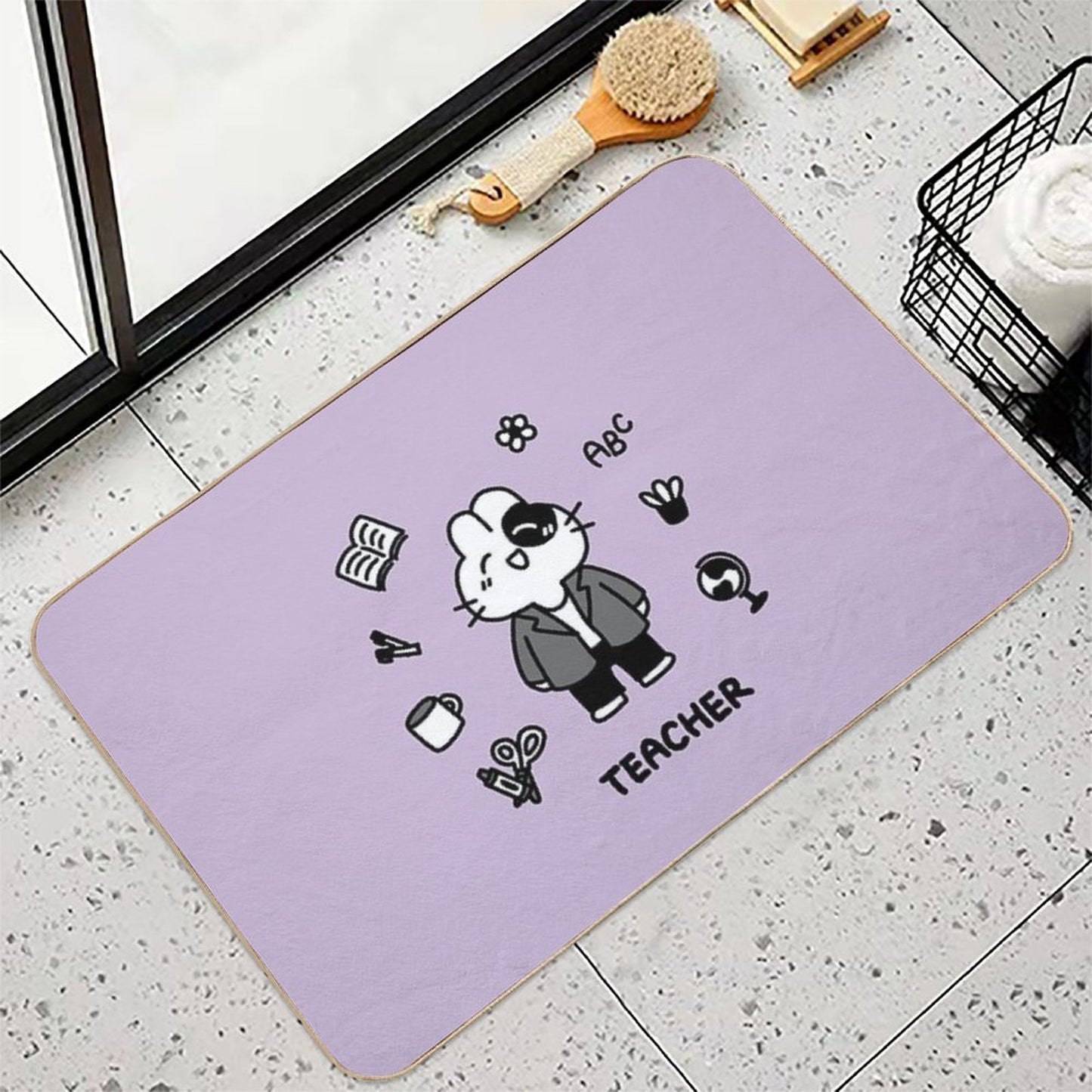 Teacher Bunny Rapid-Drying Bath Mat