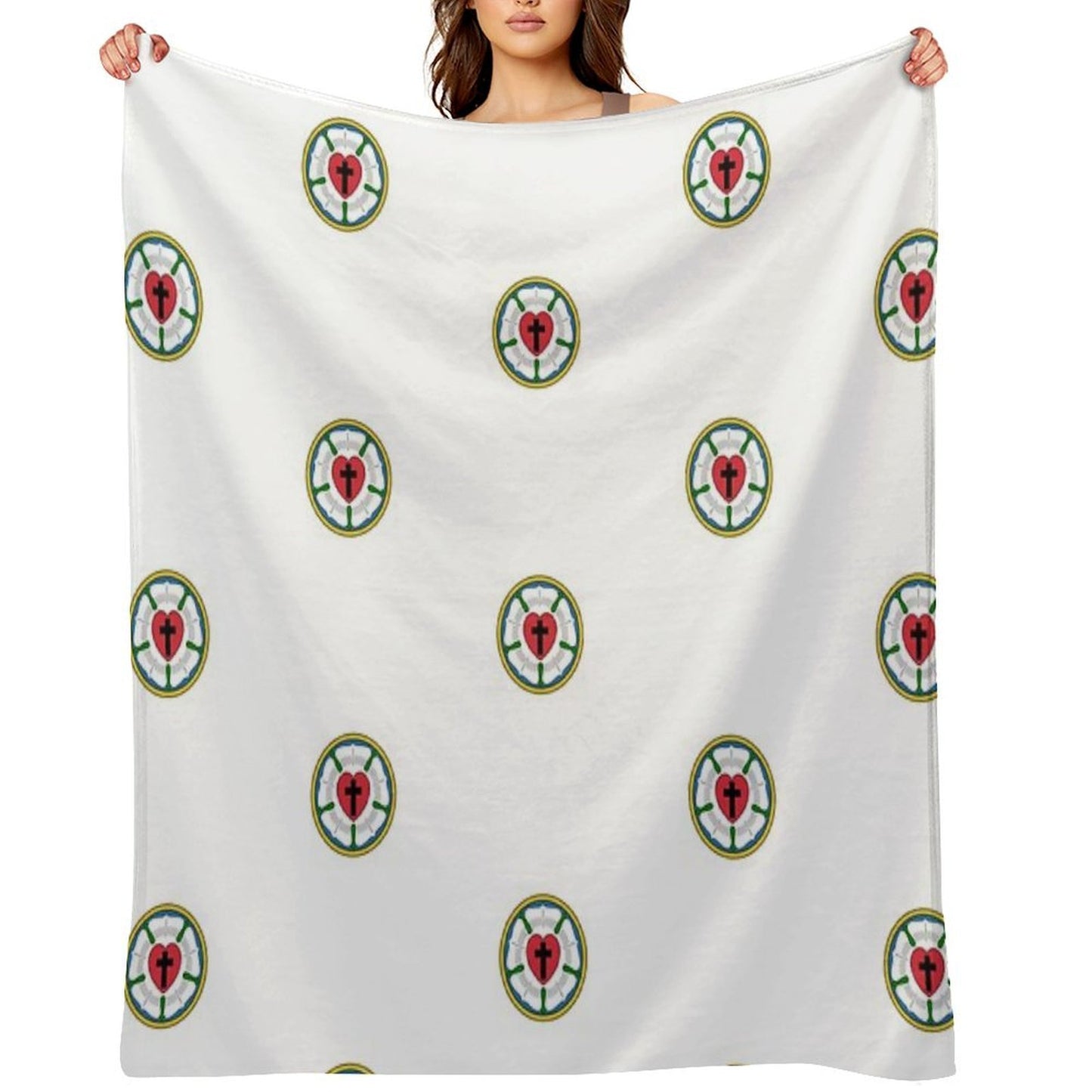 Lutheran Church Rose Heart Cross Logo Gift-ready Throw Blanket
