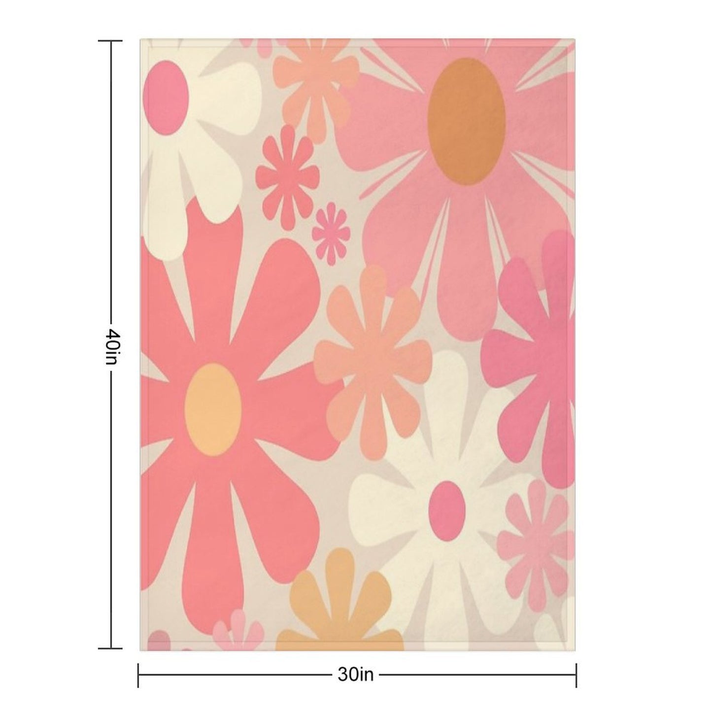 Blush Pink Retro 60s 70s Flowers - Vintage Style Pastel Floral Pattern Lightweight Throw Blanket