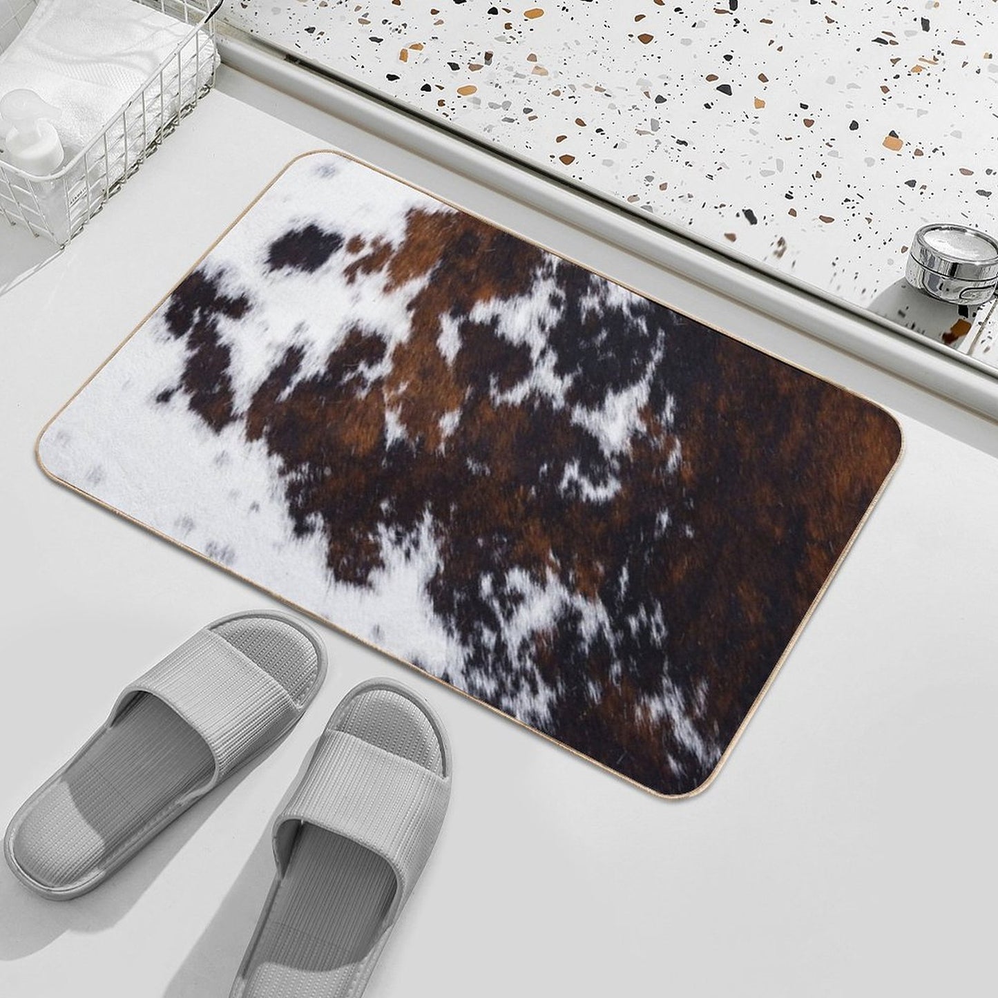Wanderlust Cow Art Odorless Bath Mat