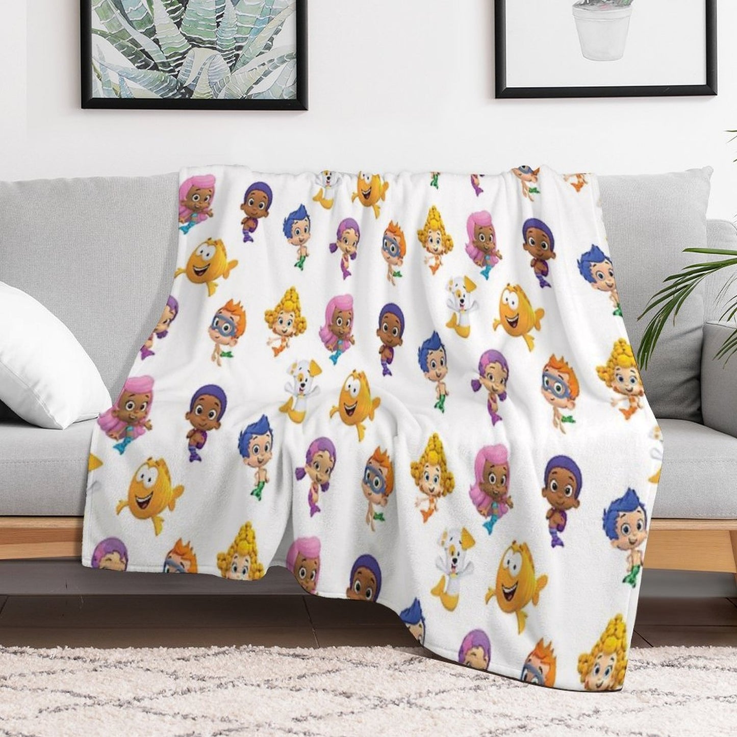 All Bubble Guppies Together Cartoon Mermaids Kids Anti-pilling Throw Blanket