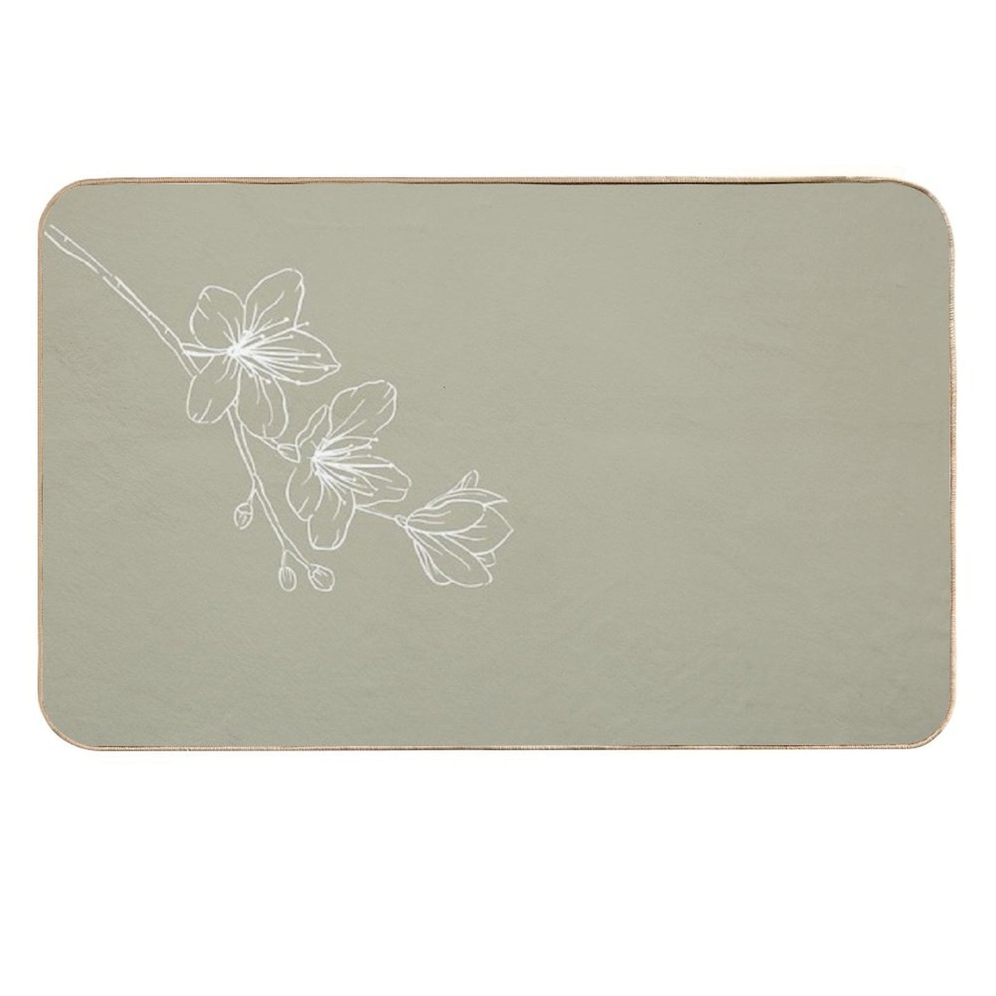 Minimal Flower Print Green Fade-Resistant Bath Mat