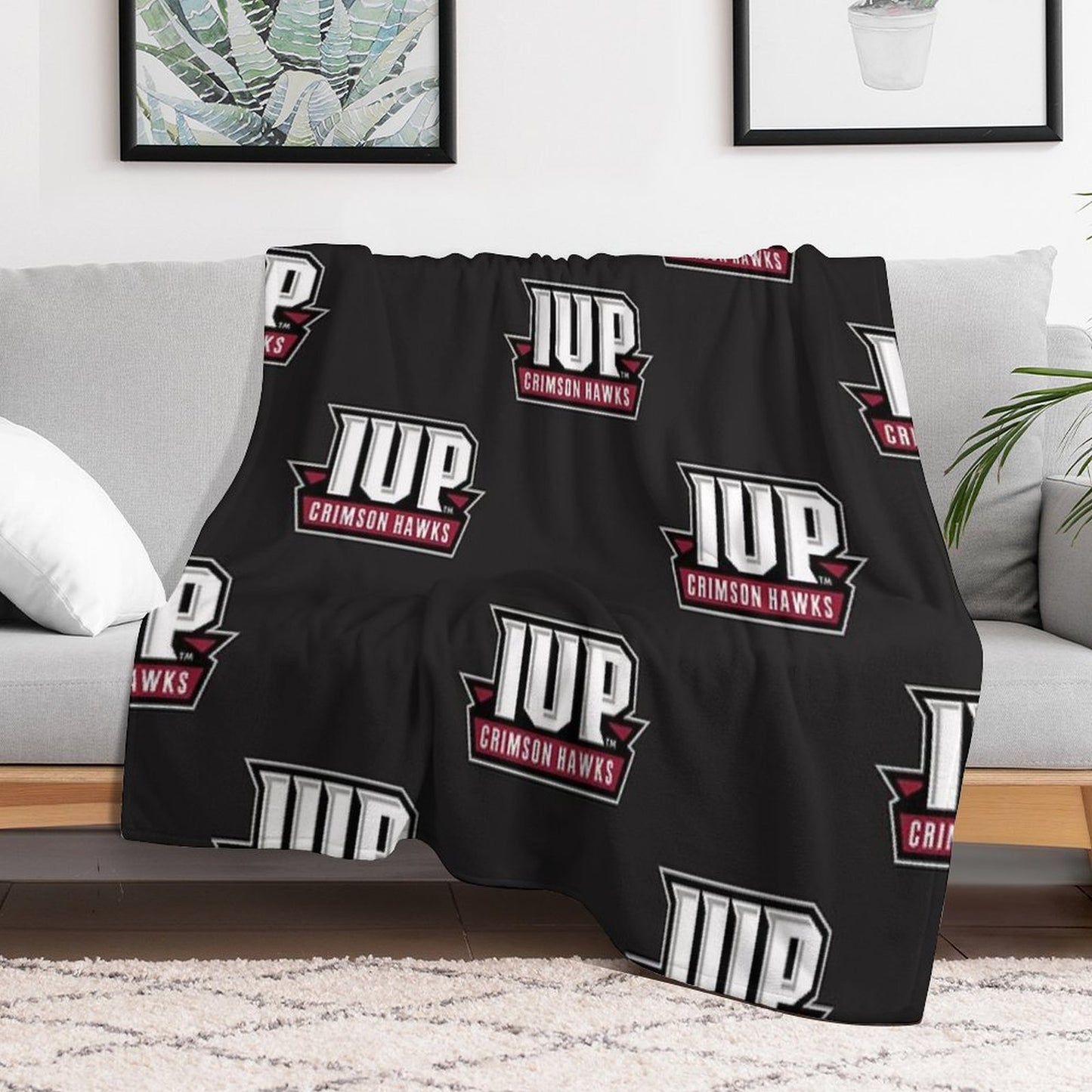IUP Crimson Hawks Club Classic T-Shirt Eco-conscious Throw Blanket