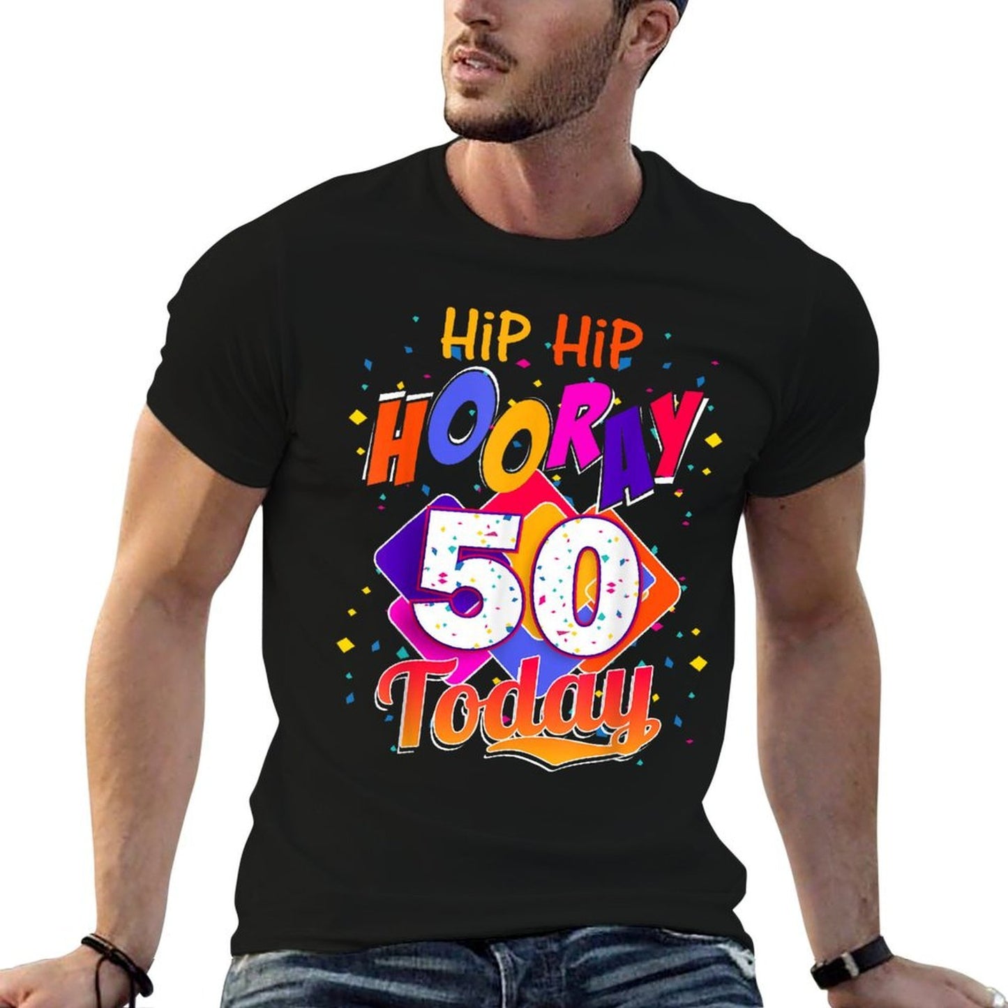 Hip Hip Hooray I'm 50 Today, 50th Birthday T Gift Slim-fit Cut T-Shirt