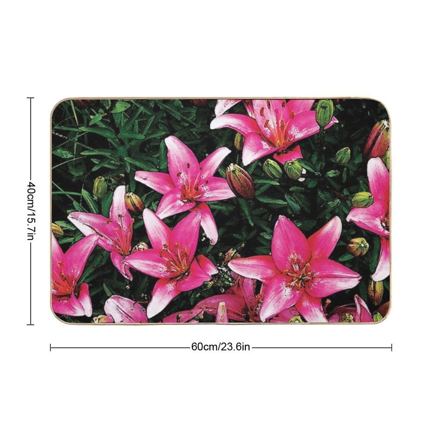 Lovely Pink Lilies in Full Bloom Water Color Long-Lasting Bath Mat