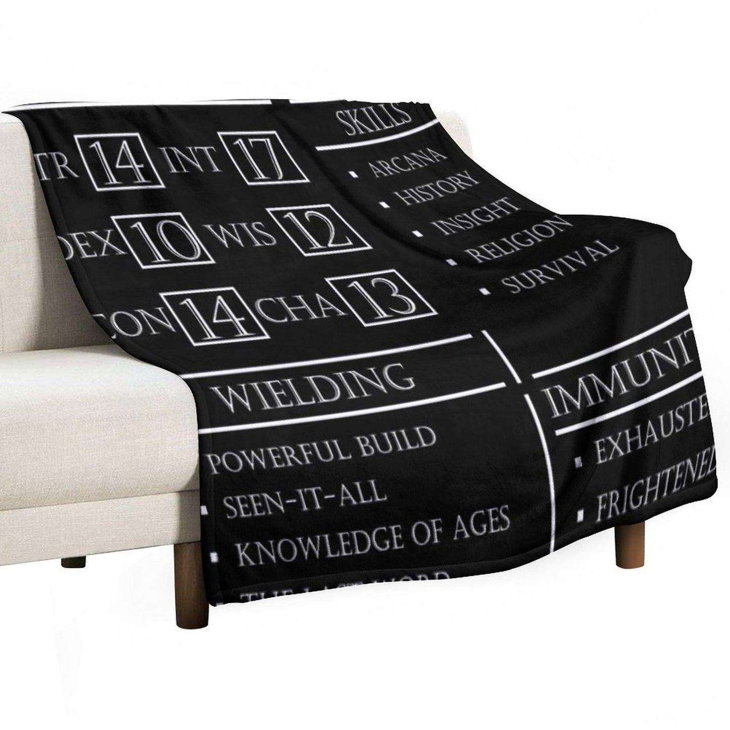 Grandpa Stats - Character Sheet - White Lightweight Throw Blanket