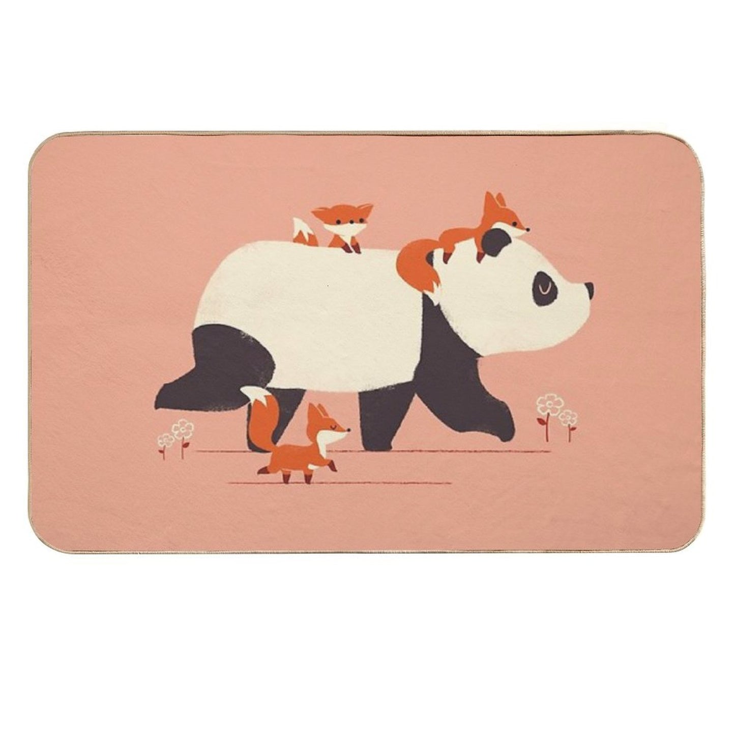 Panda And Foxes Absorbent Bath Mat