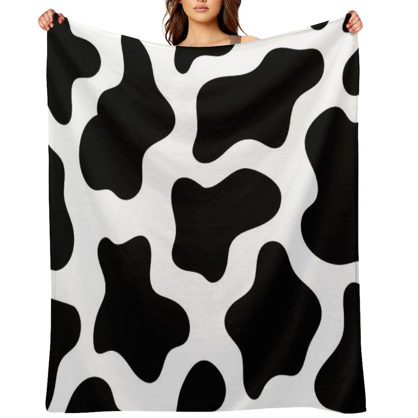 Cow Print Machine-washable Throw Blanket