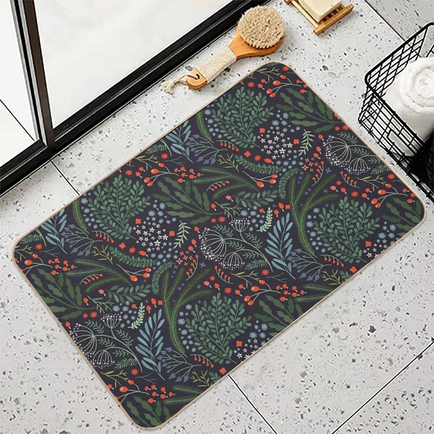 Night Florals High-Traffic Bath Mat