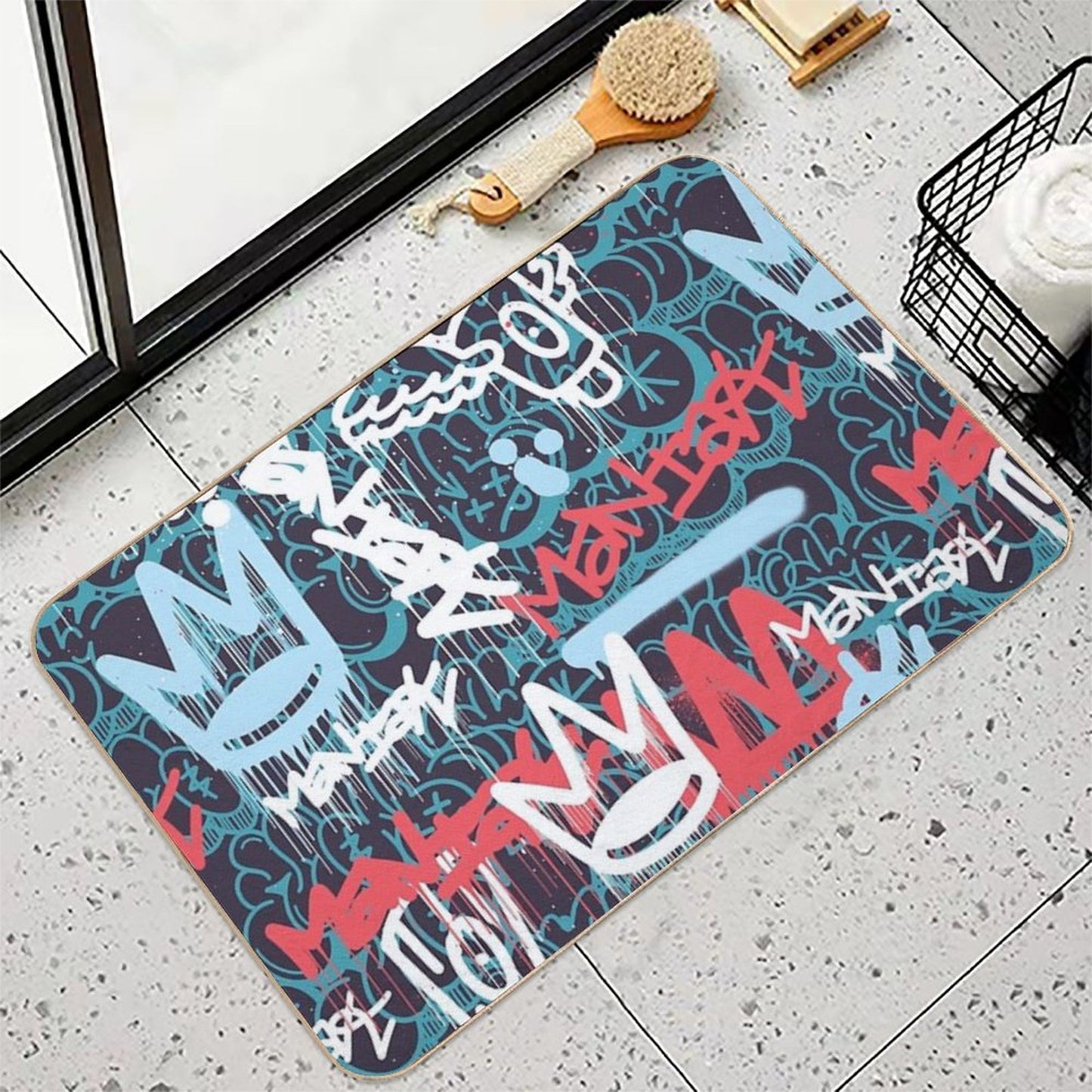 Maniak Tag & Throwie Patterned Print Odorless Bath Mat