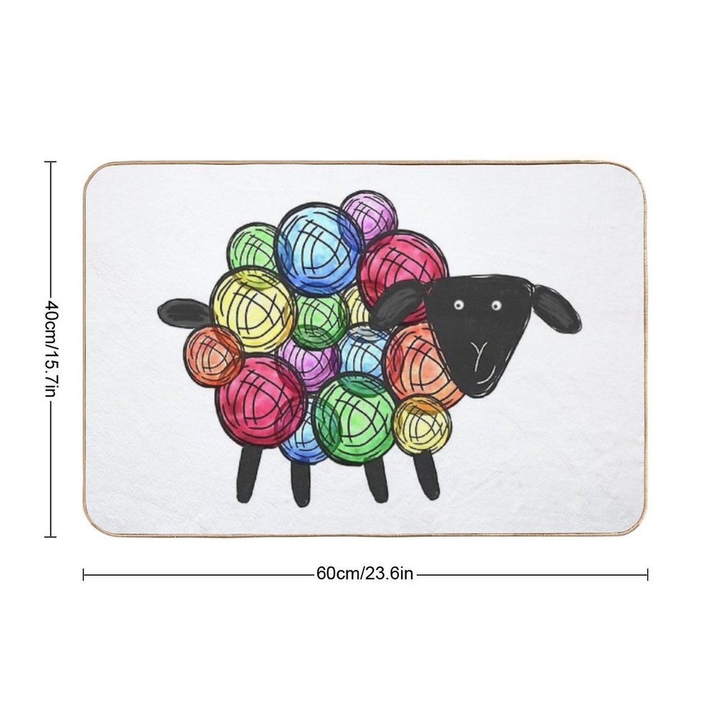 Rainbow Sheep Non-Slip Bath Mat