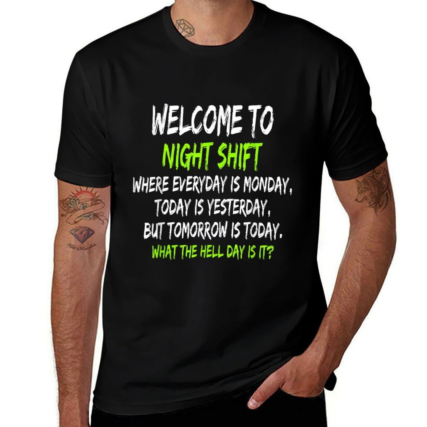 Night Shift Workers, Funny Midnight Shift Summer-ready Fabric T-Shirt