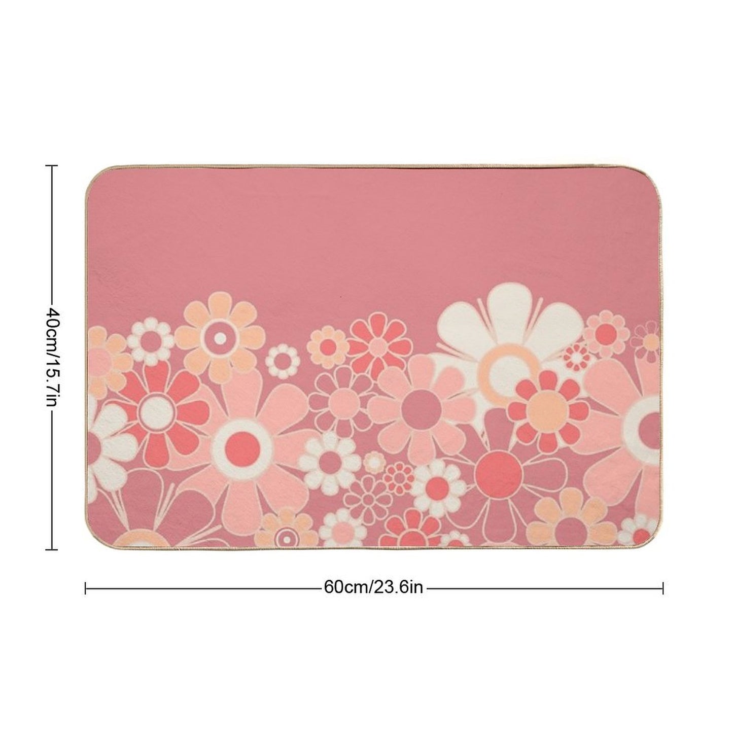 Retro Garden Flower Cuff Mauve Peach Vintage Contemporary Aesthetic Floral Pattern Rapid-Drying Bath Mat