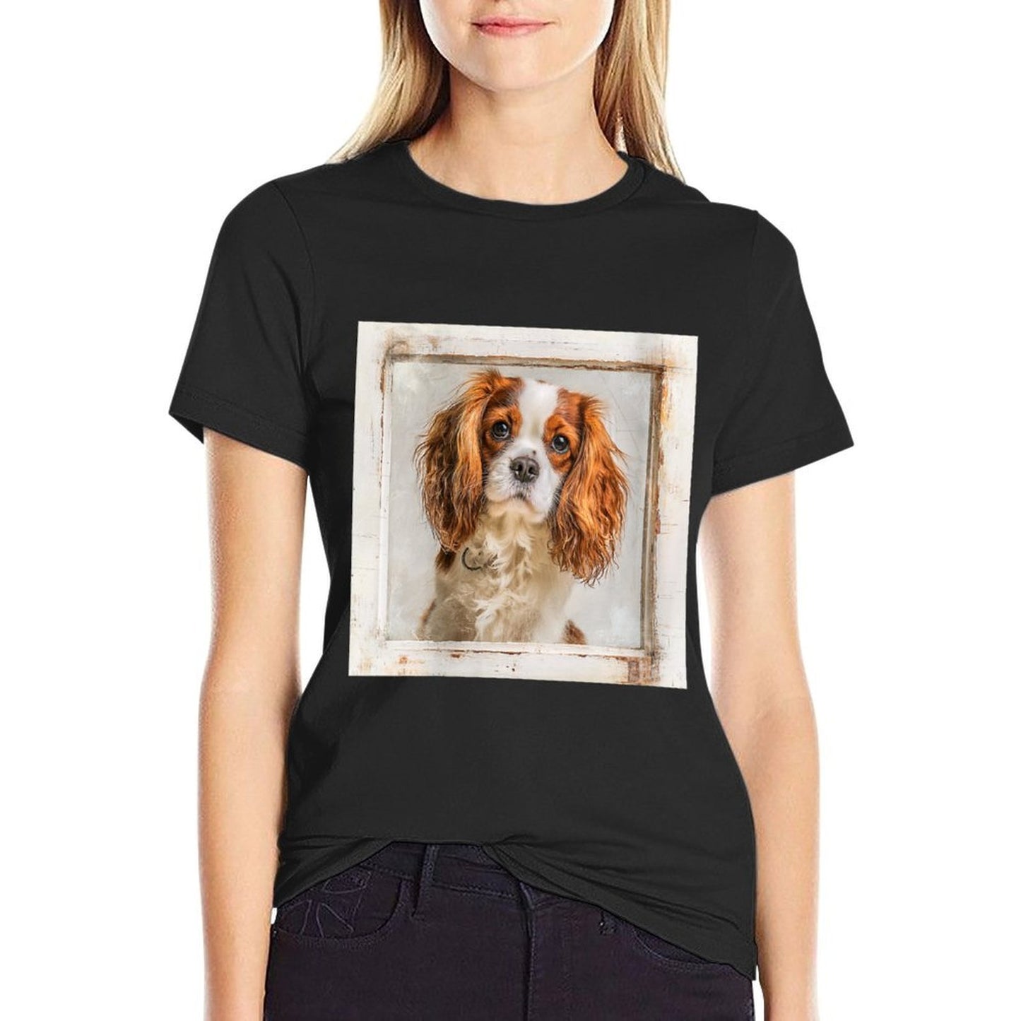 Womens Cavalier King Charles Spaniel Dogs Heathered Texture T-Shirt