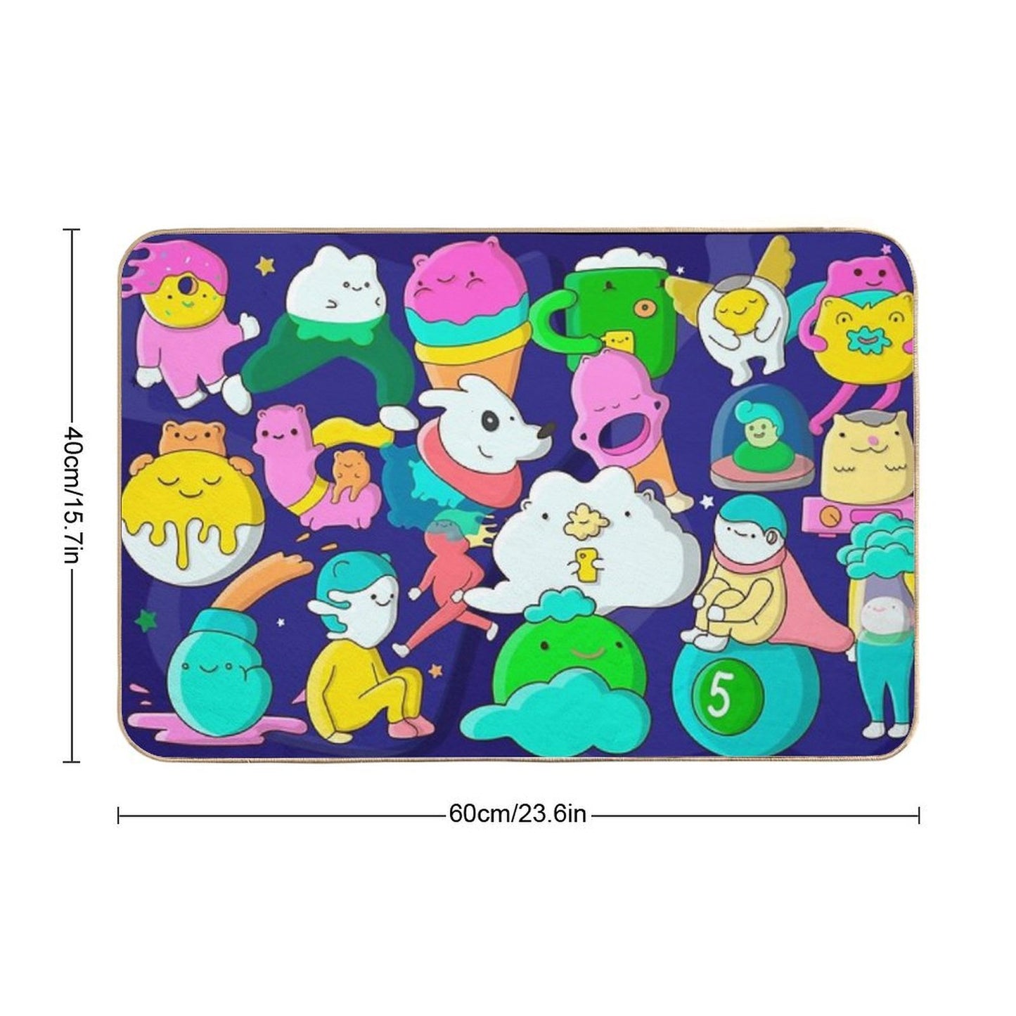 Poster Doodle Cute Monster. Funny Characters. Cartoon Hand Drawn. Eco-Friendly Bath Mat