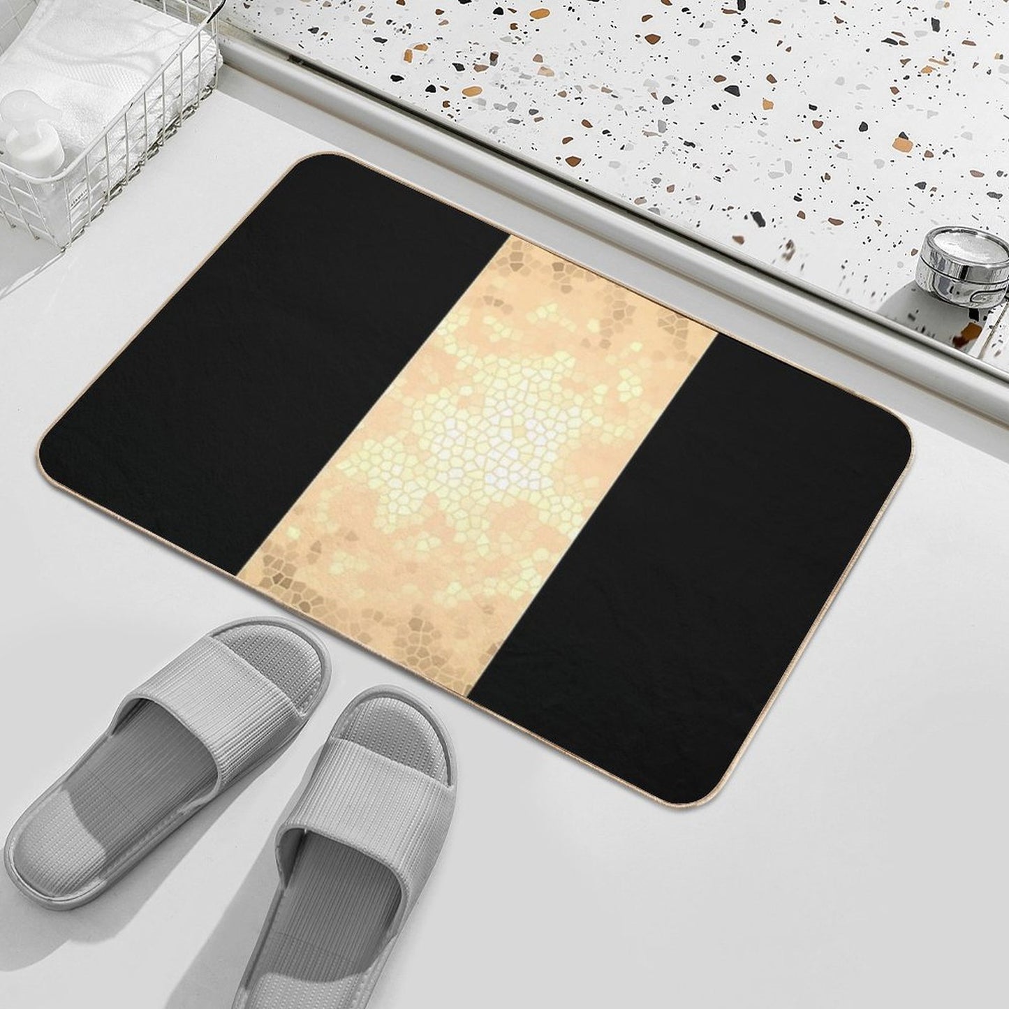 Elegant Gold And Black Design Durable Bath Mat