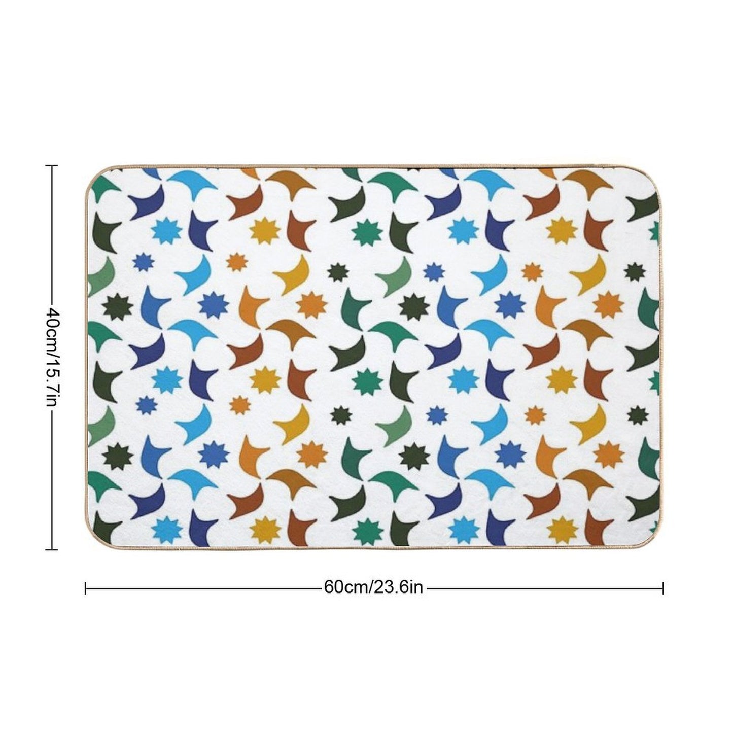 Abstract Geometric Tessera of The Alhambra in Granada Arab Art Absorbent Bath Mat