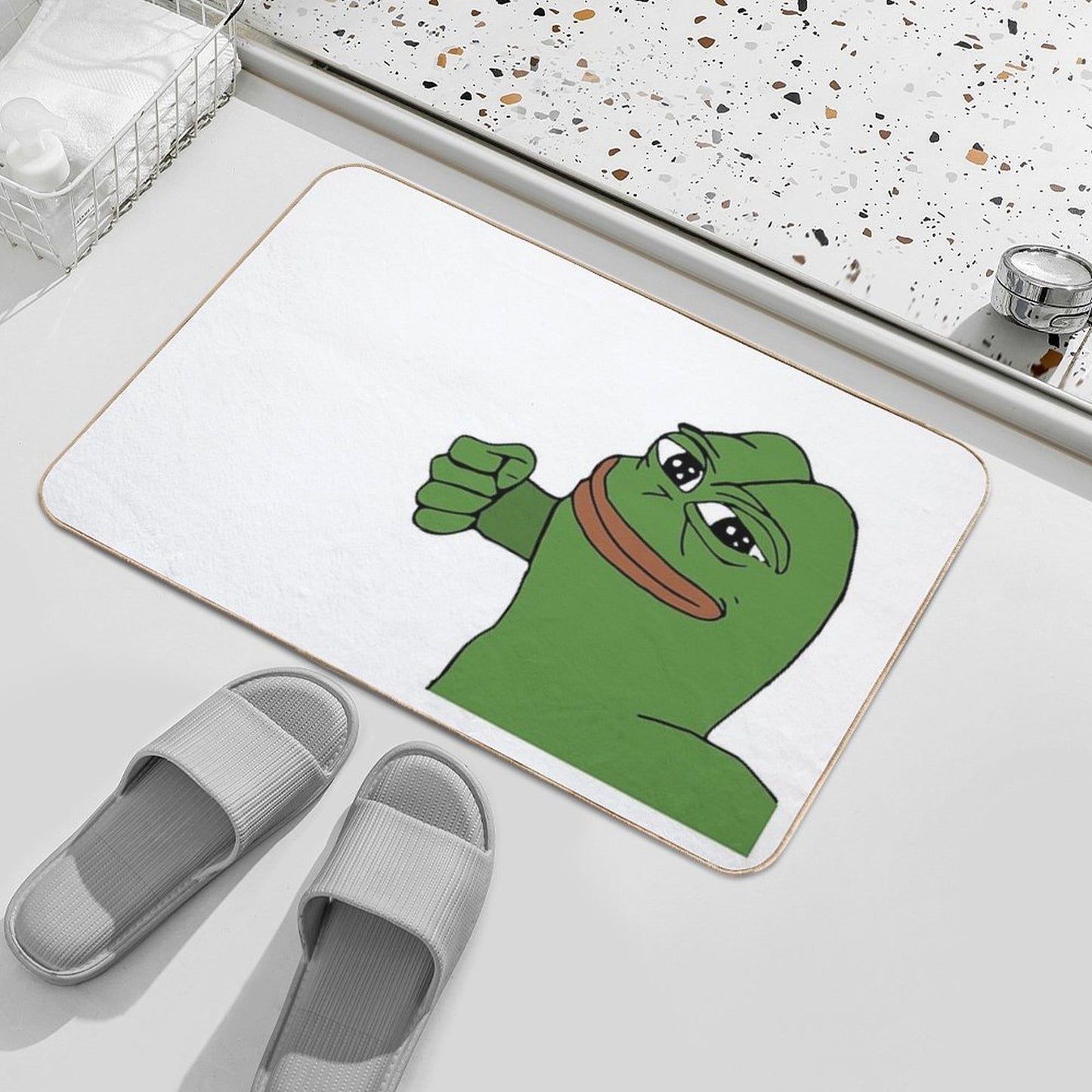 Pepe Punching Meme Anti-Trip Bath Mat