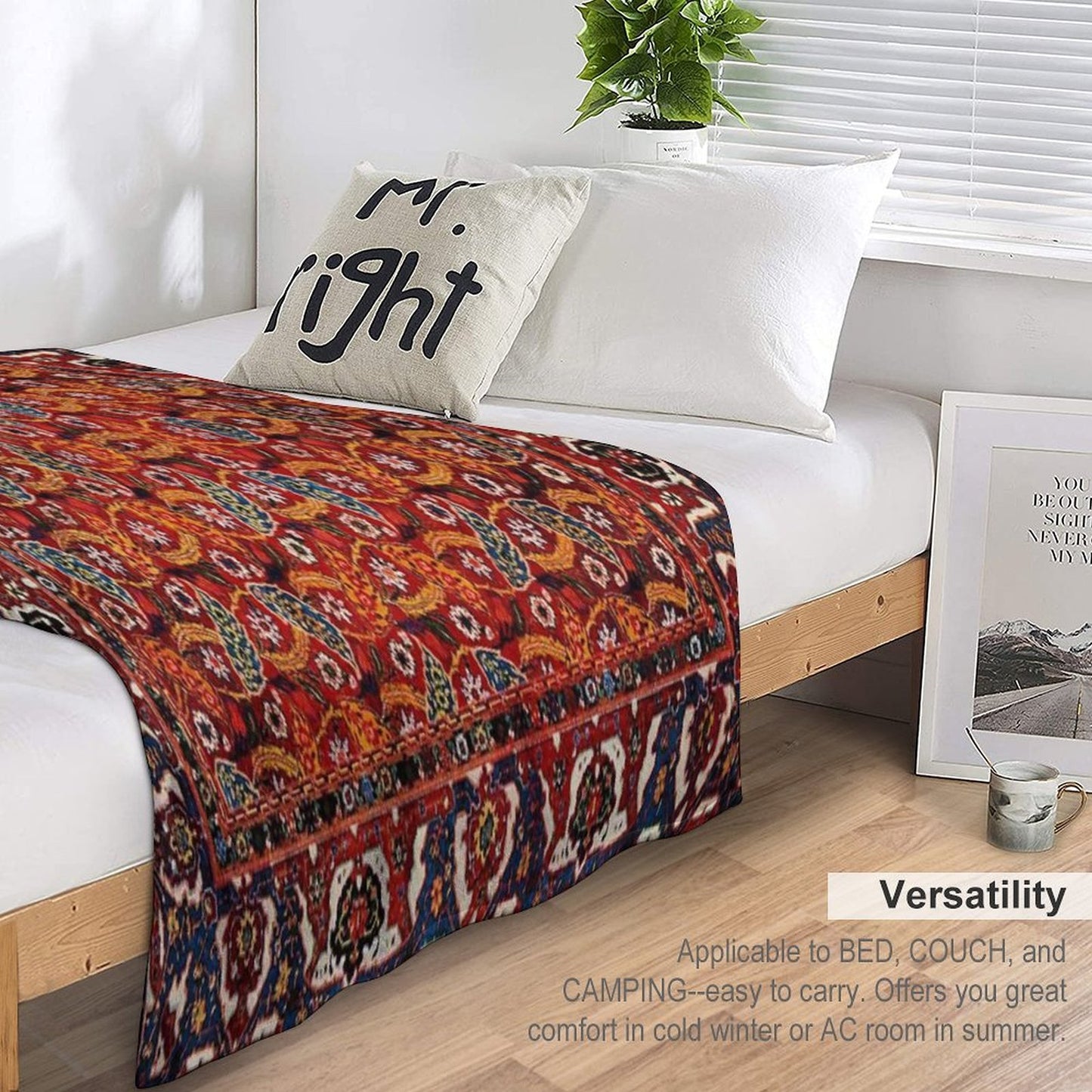 Carpet Pattern in Paisley Boho Multi-functional Throw Blanket