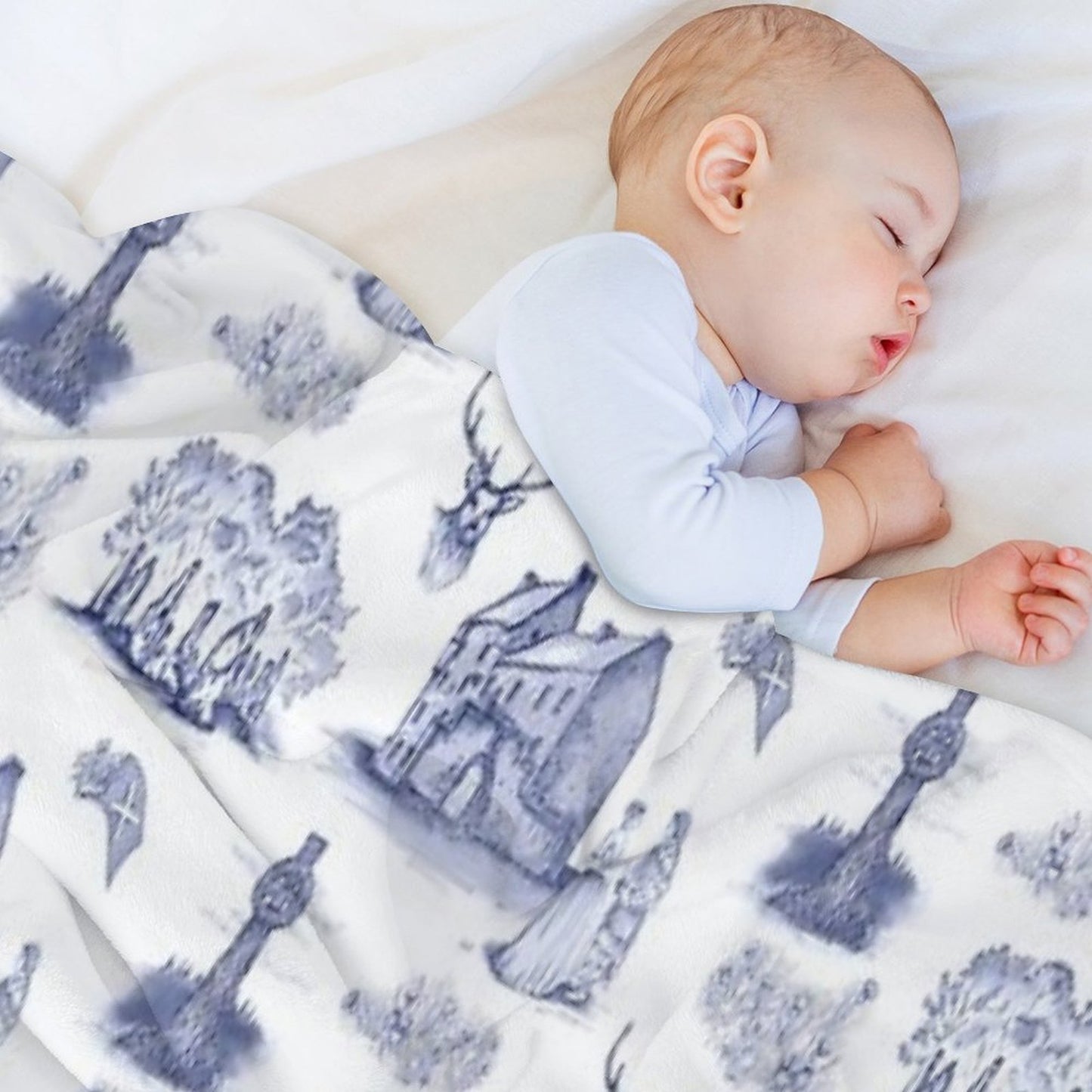 Highlander Toile in Blue Compact Throw Blanket