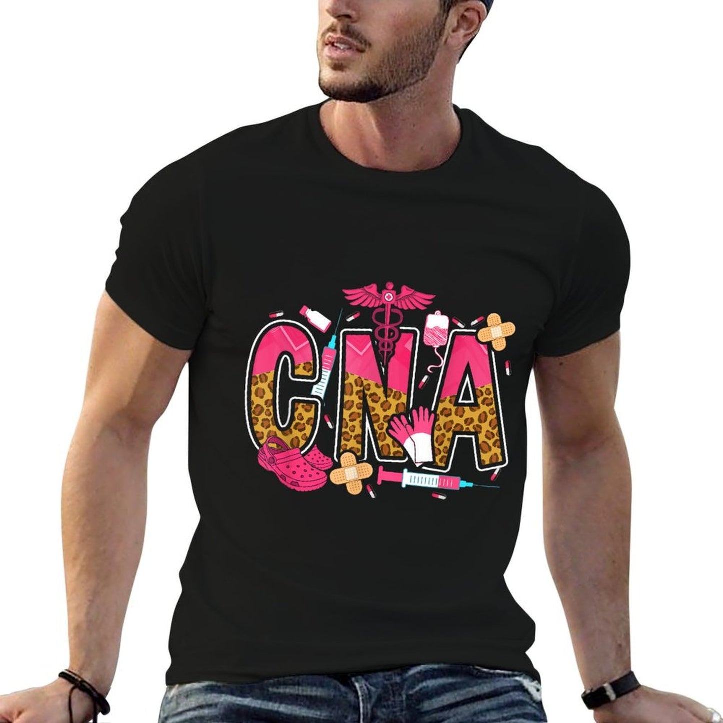 Retro Floral Leopard Cowhide CNA Certified Nursing Assistant Classic T-Shirt