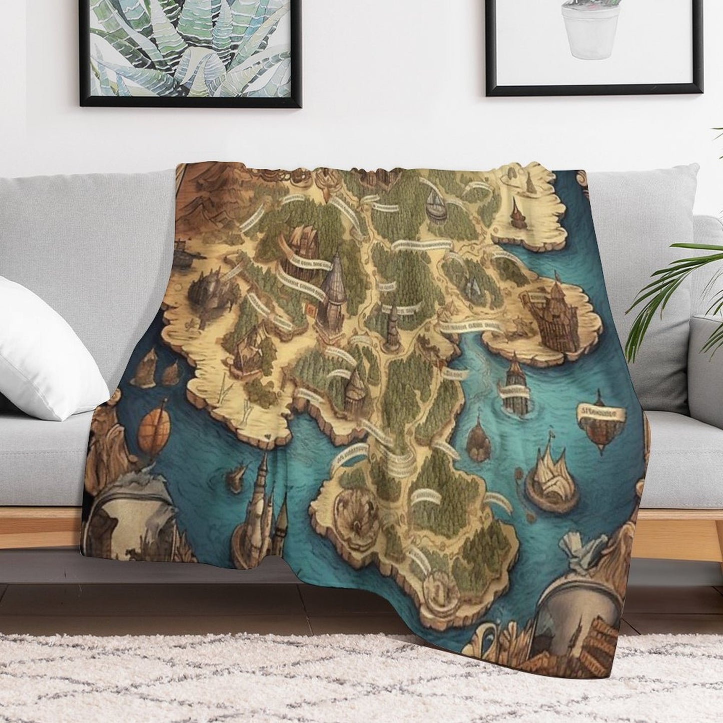 Dnd Fantasy Map Versatility Throw Blanket
