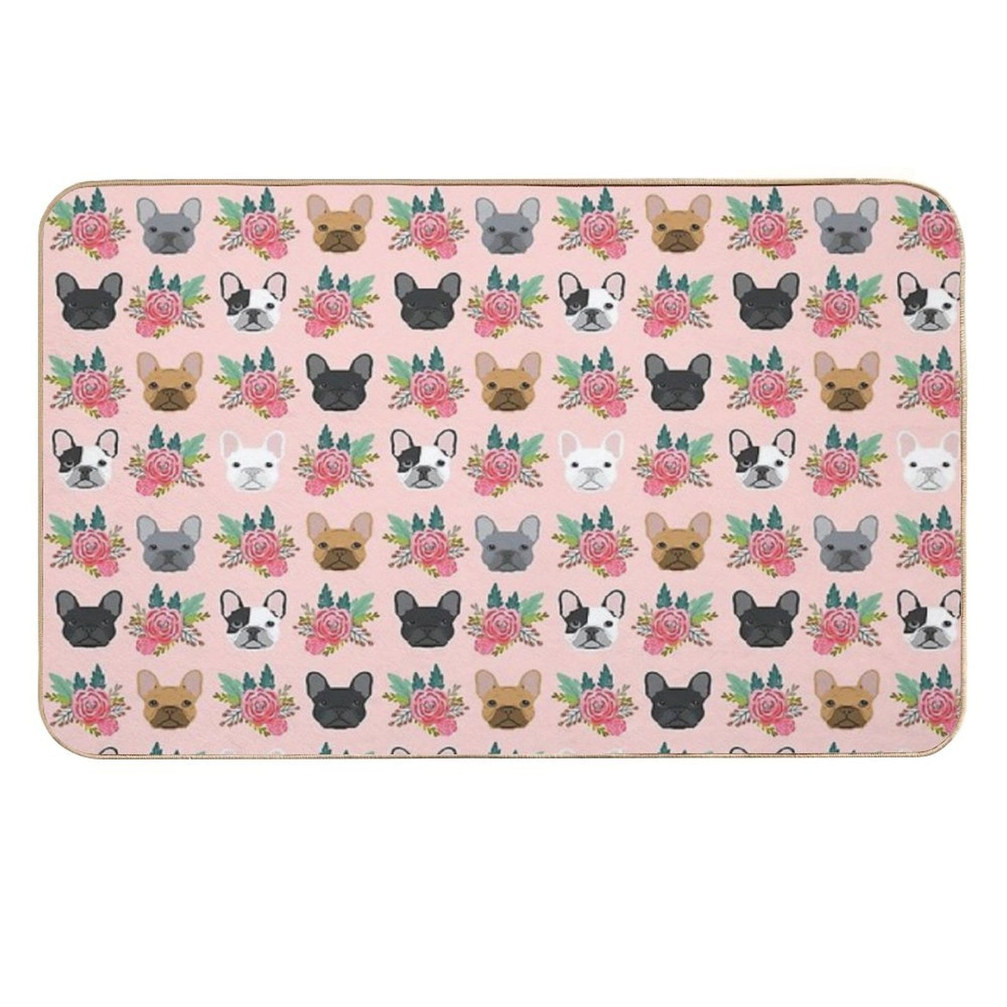 French Bulldog Faces Pattern Pink Cute Dogs Rapid-Drying Bath Mat