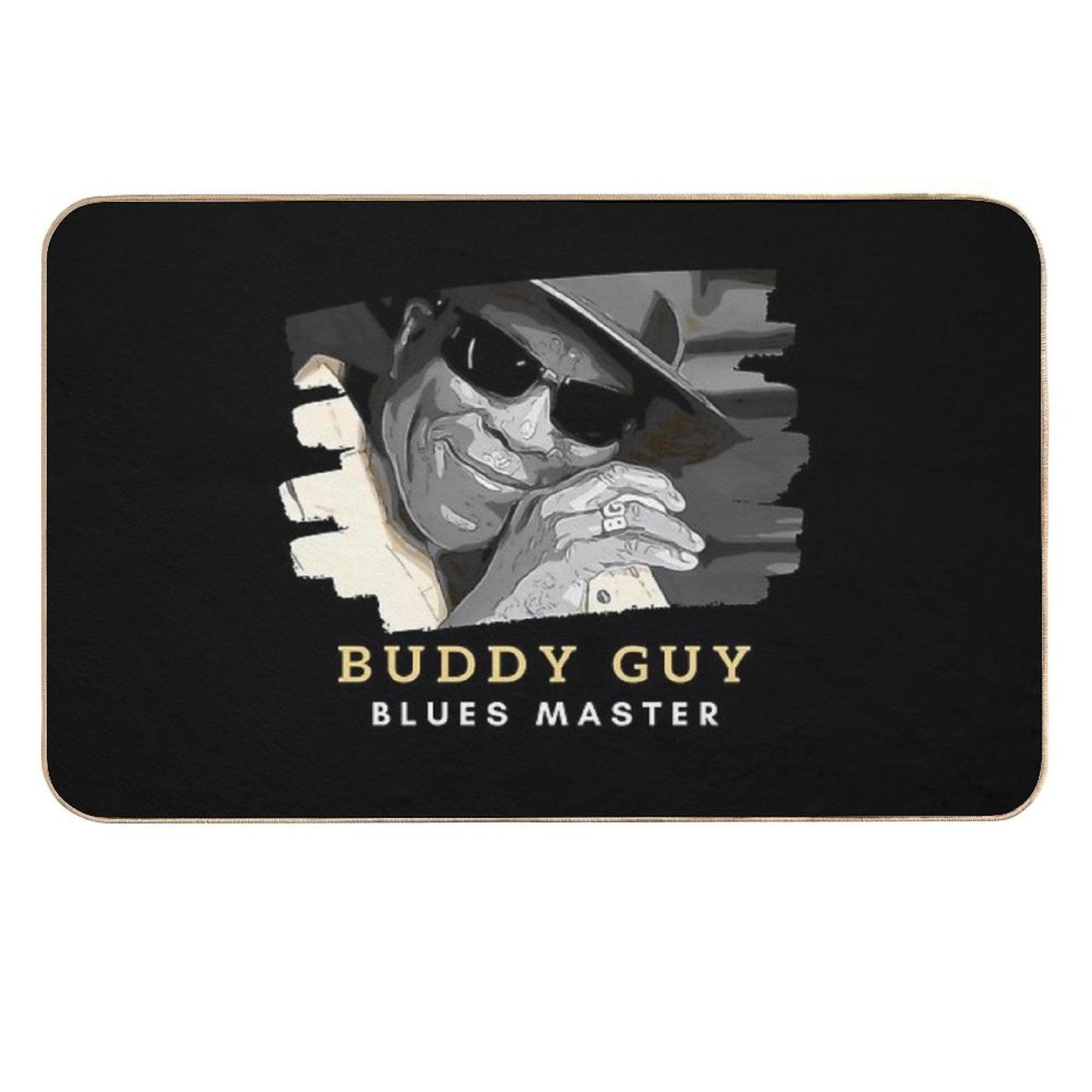 Buddy Guy Blues Master Gold And White Text with Graphic Repositionable Bath Mat