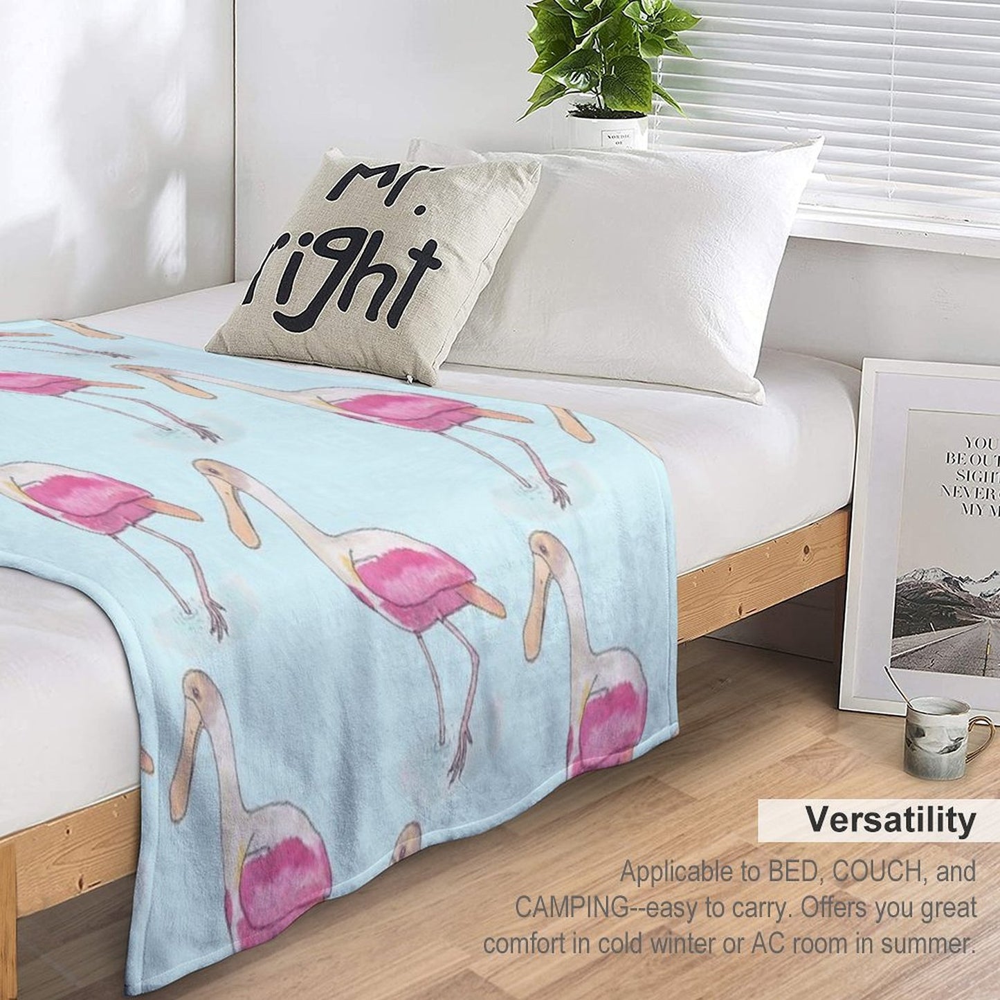 Roseate Spoonbill Bird Species Watercolor Art Compact Throw Blanket