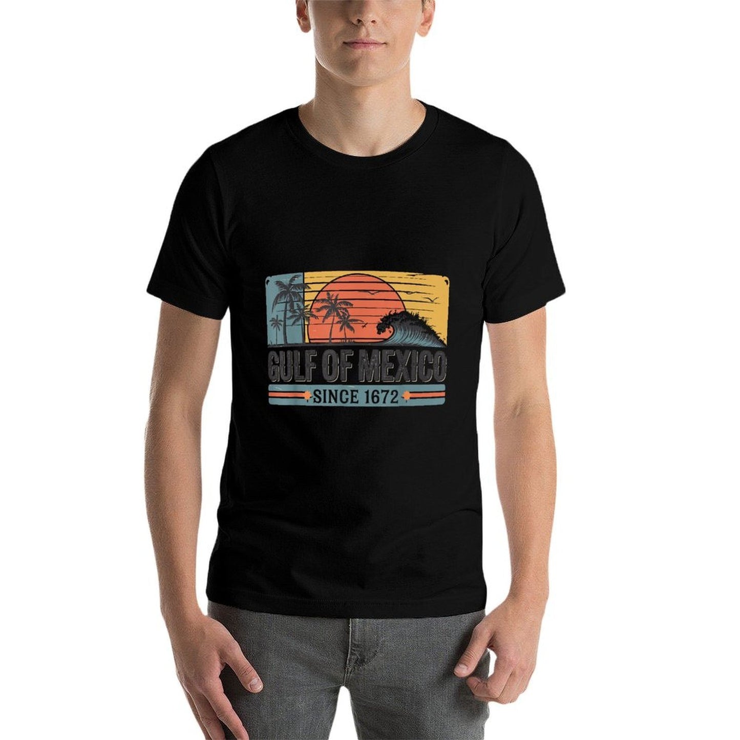 Gulf of Mexico Since 1672 Retro Vintage Beach  Cotton T-Shirt