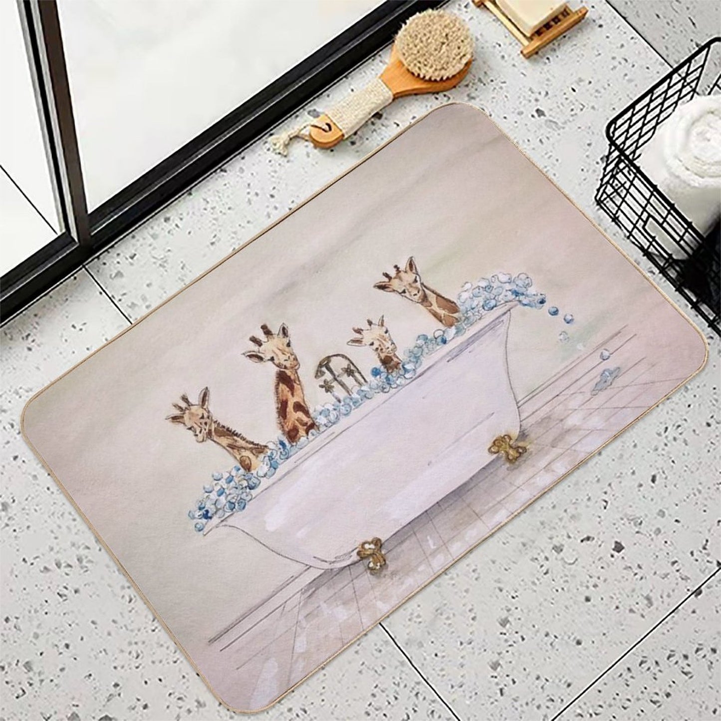 Giraffes in A Tub Anti-Trip Bath Mat