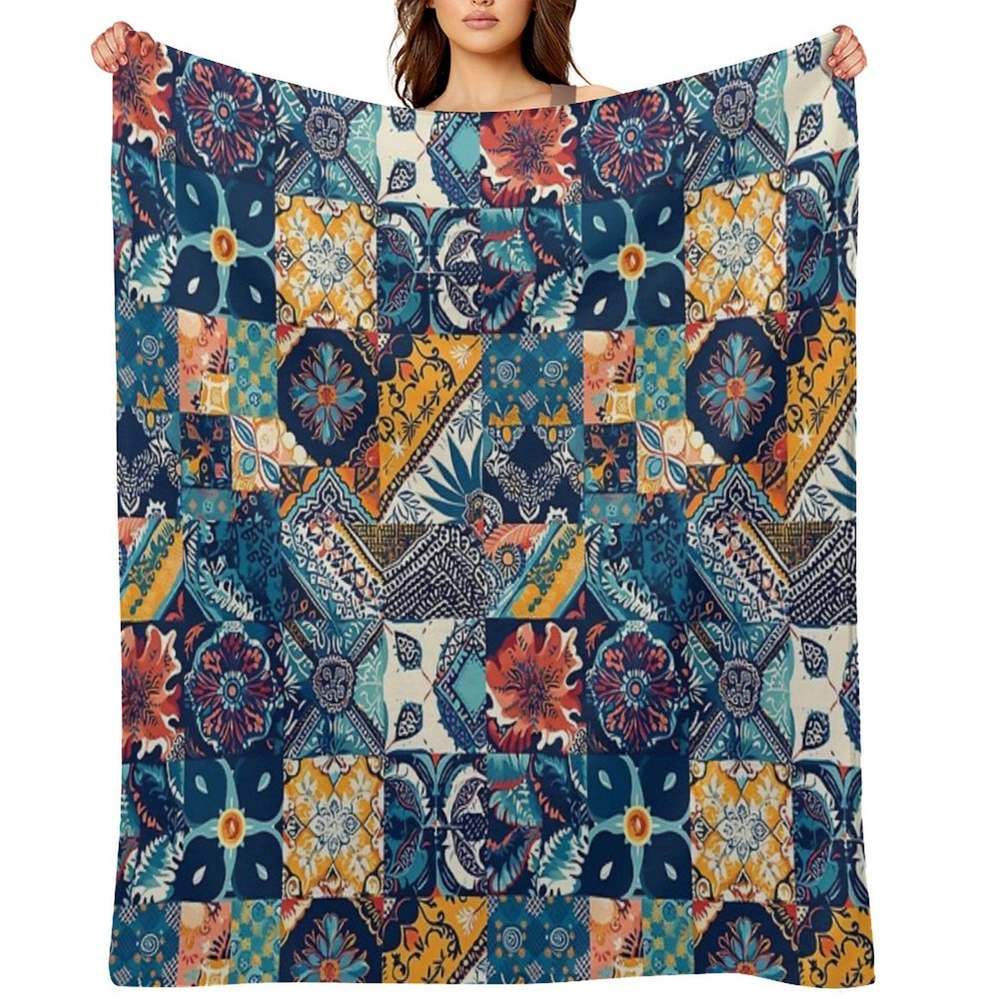 Bed Cover Patchwork Plush Throw Blanket