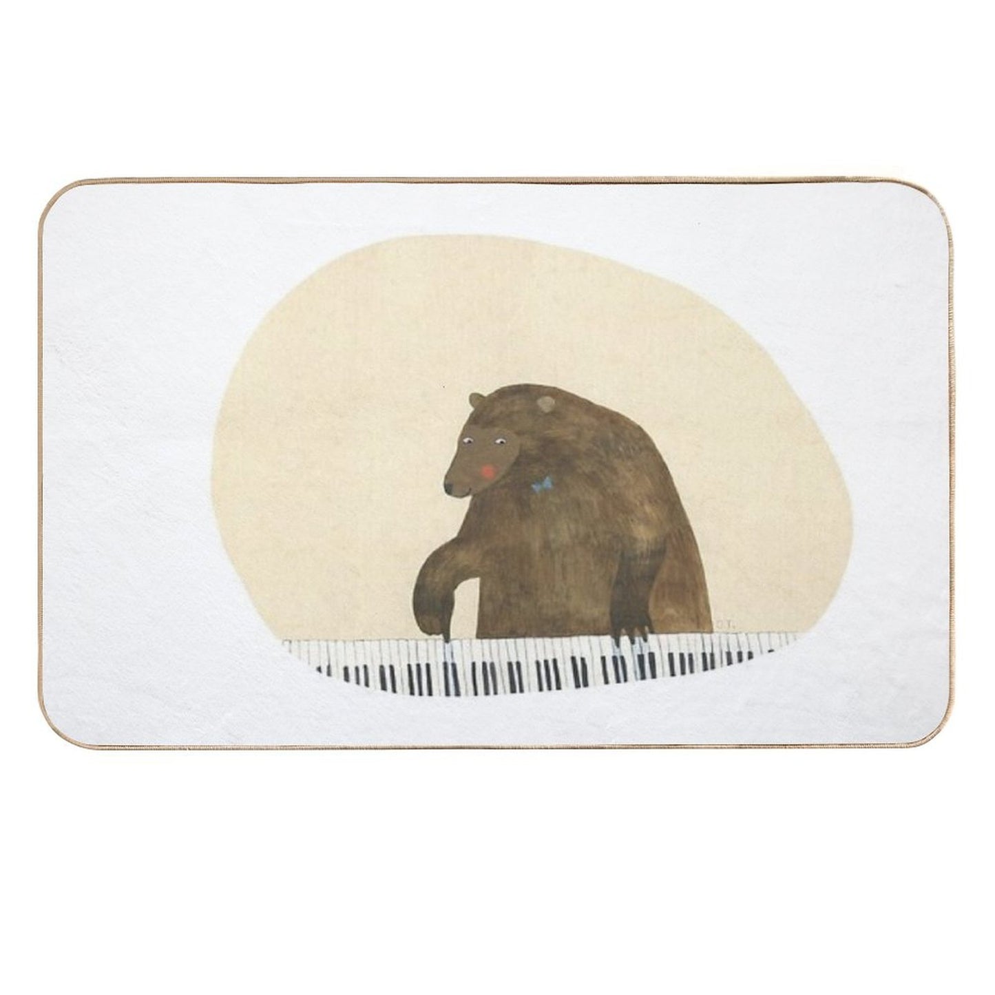 Bear Playing on Piano Dirt-Trapping Bath Mat