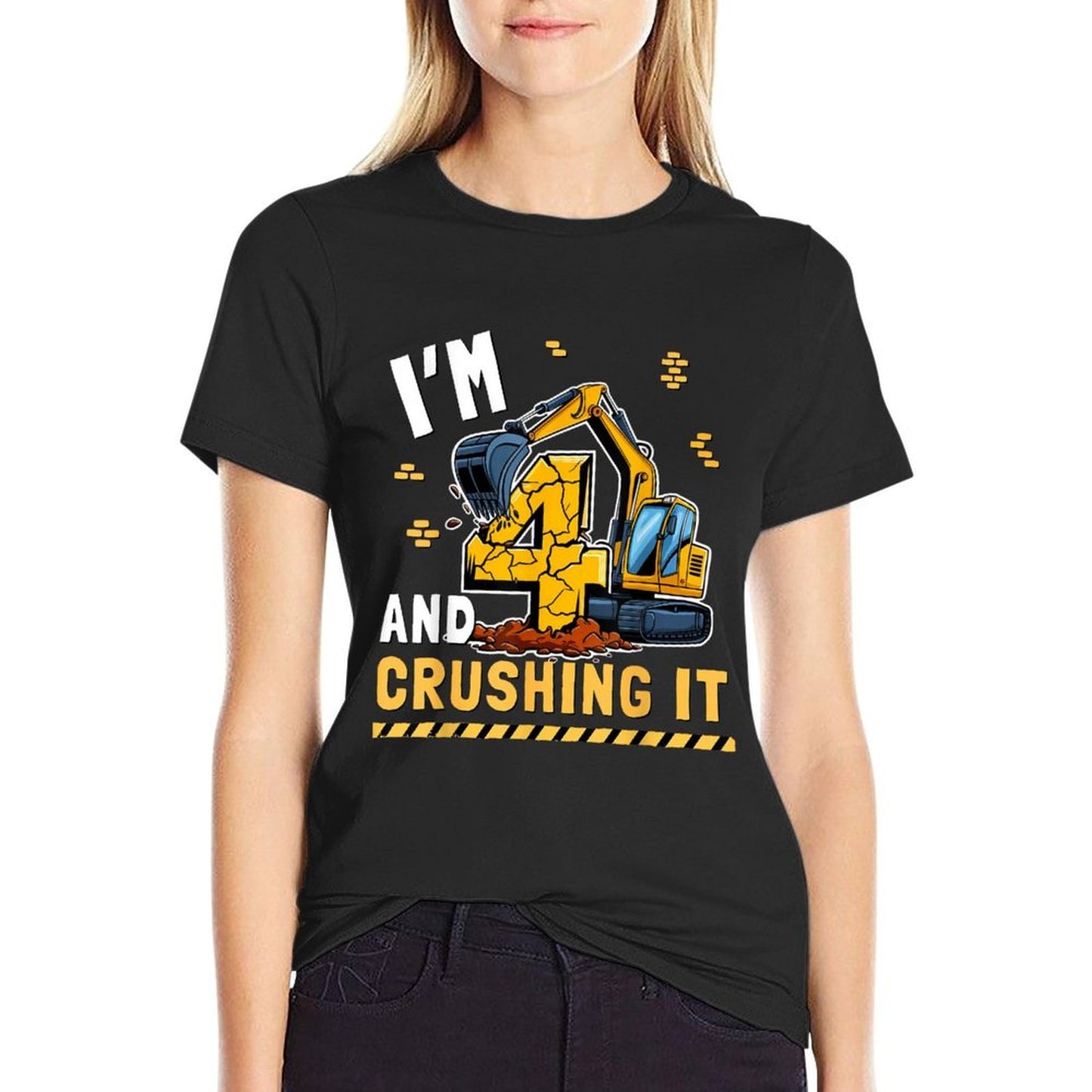 I'M 4 AND CRUSHING IT Construction Truck 4th Birthday Party Quick-drying T-Shirt