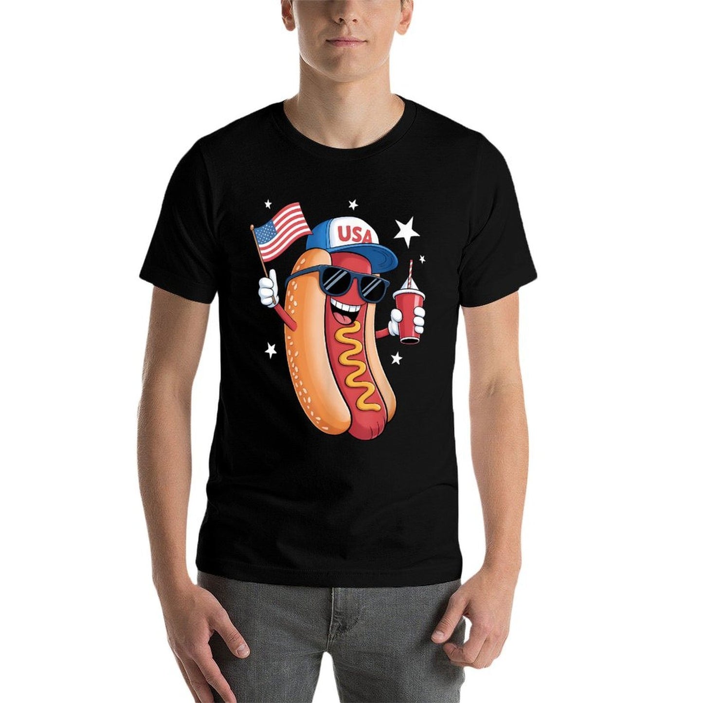 4th of July Hotdog Funny Fourth of July Patriotic USA Durable T-Shirt