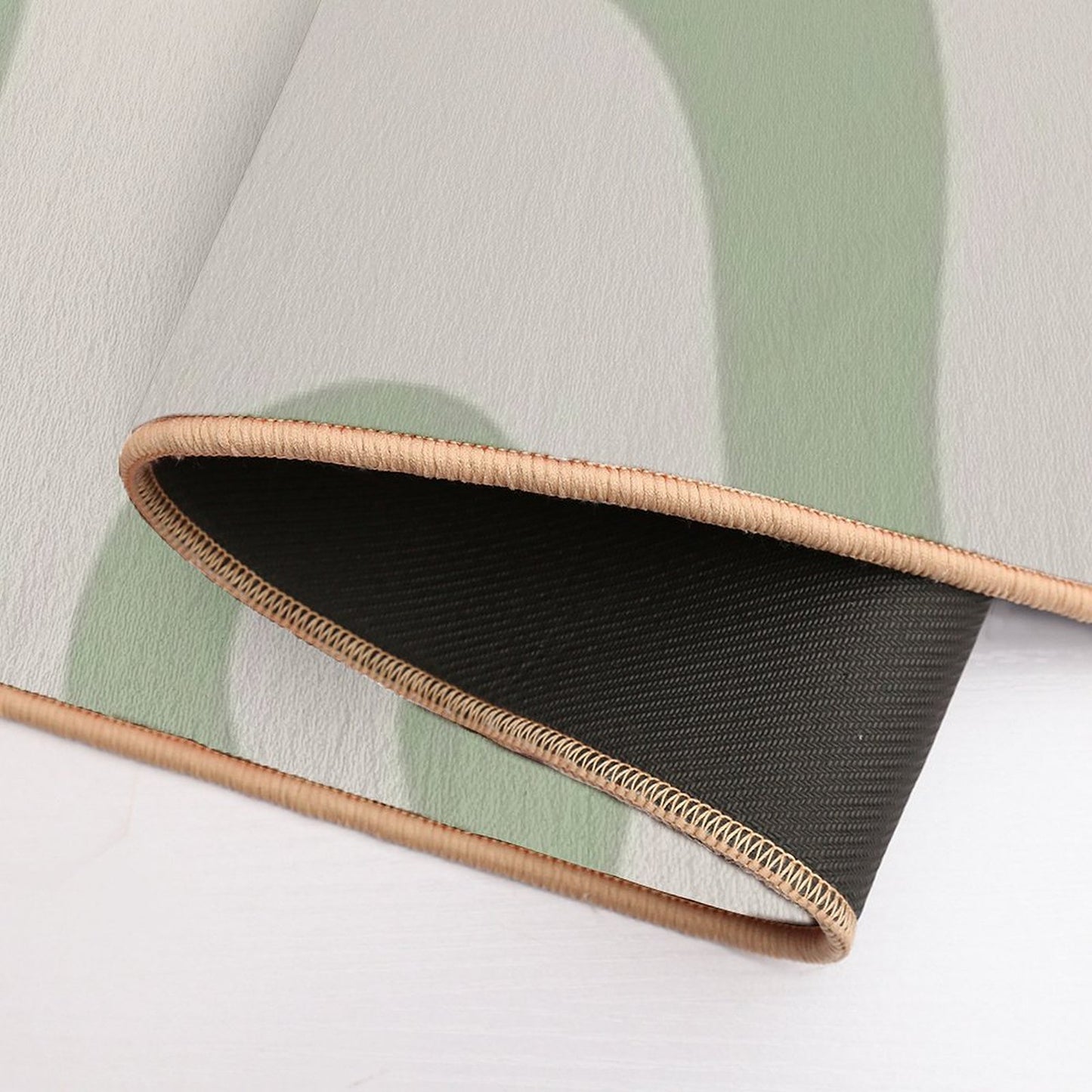 Liquid Swirl Contemporary Abstract Pattern in Sage Green And Beige Odorless Bath Mat