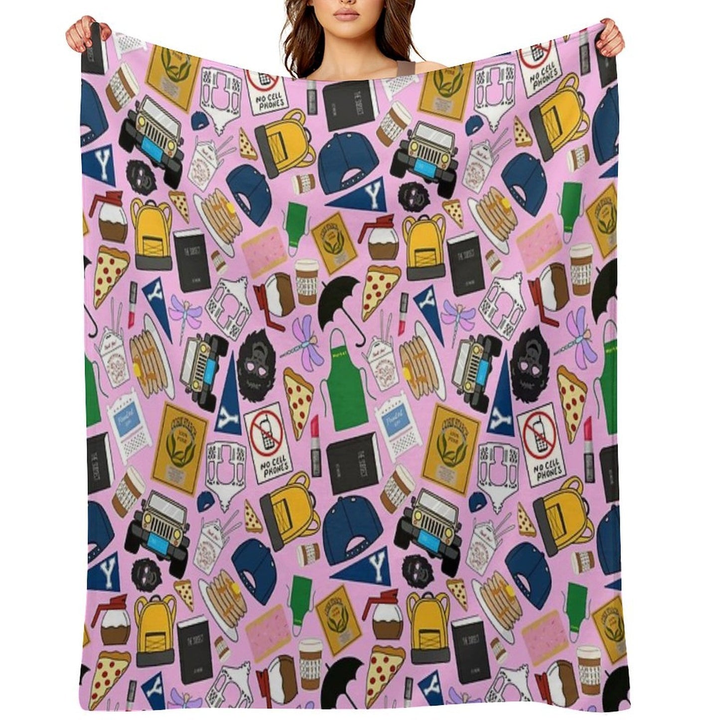 Ultimate Fan Pattern Icons All Over Print Pink Pack Sustainable Throw Blanket