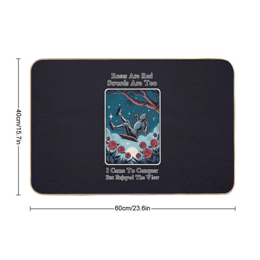 Roses Are Red, Swords Are Too - Tarot  Dirt-Trapping Bath Mat