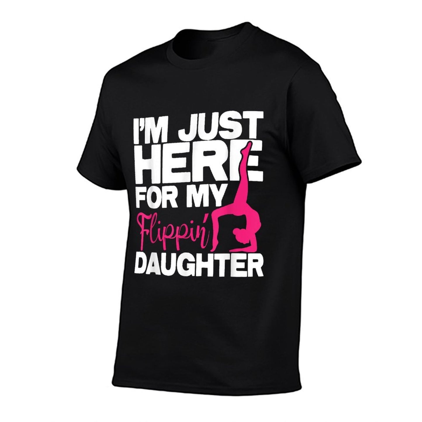 Funny Gymnasticss I'm Just Here For My Flippin' Daughter - Gymnastics Gymnast Heathered Texture T-Shirt