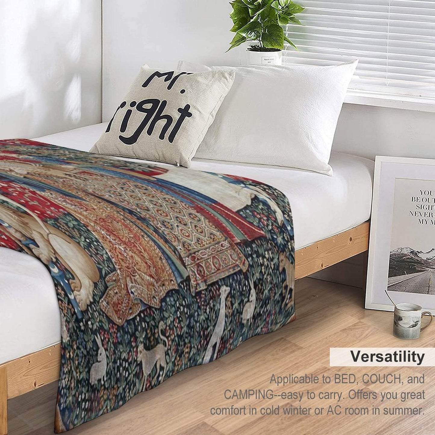 Lady And Unicorn Medieval Tapestry Five Senses - Hearing Eco-conscious Throw Blanket