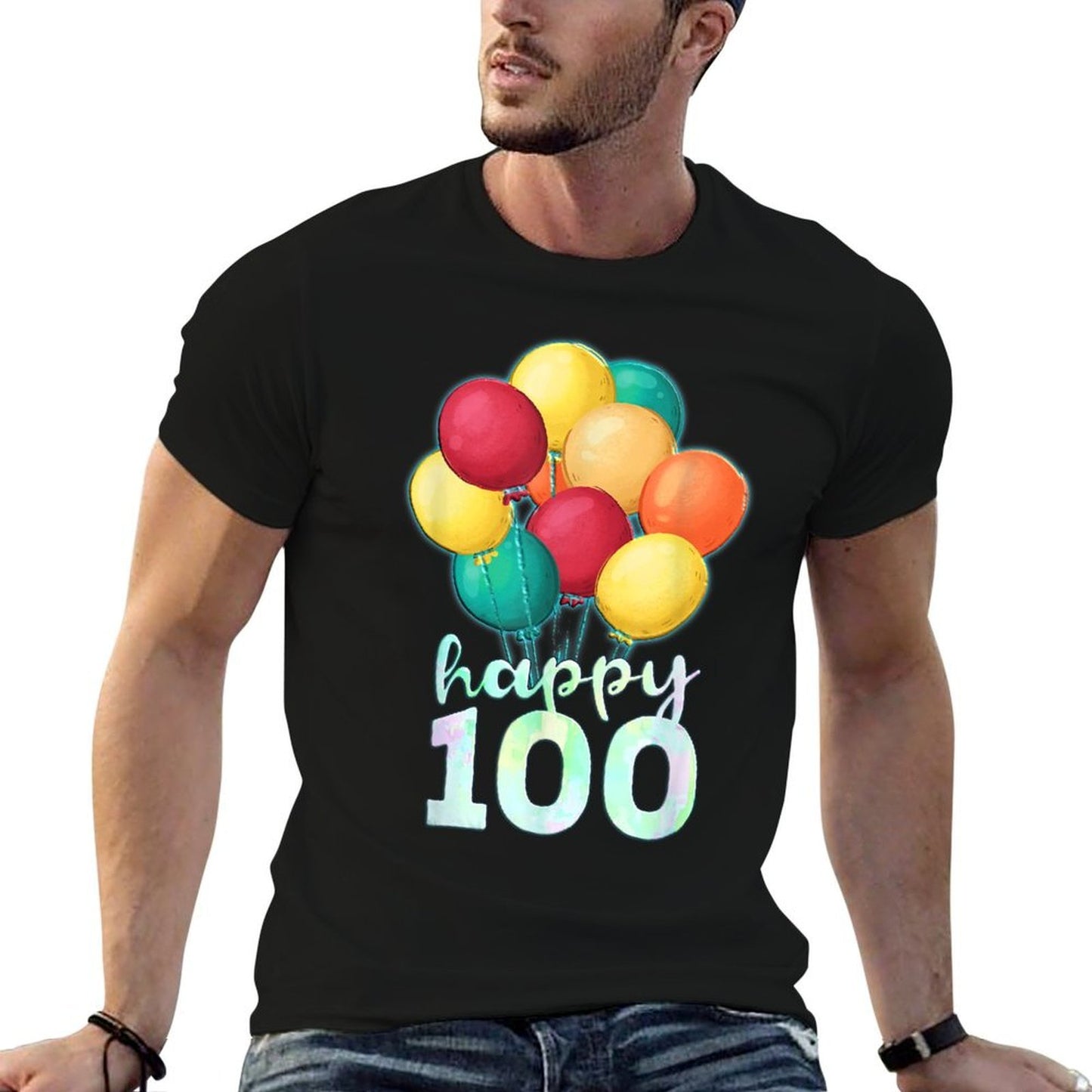 Happy 100 Year Old Colorful Balloons 100th Birthday Moisture-wicking T-Shirt