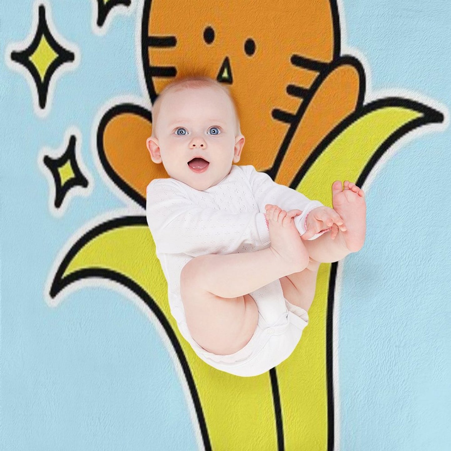 Funny Carrot in Banana Peel - Adorable Kawaii Fruit Character Multi-functional Throw Blanket